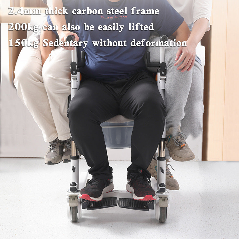 Elderly Patient Lift and Transfer Wheelchair W/180° Split Seat and Bedpan