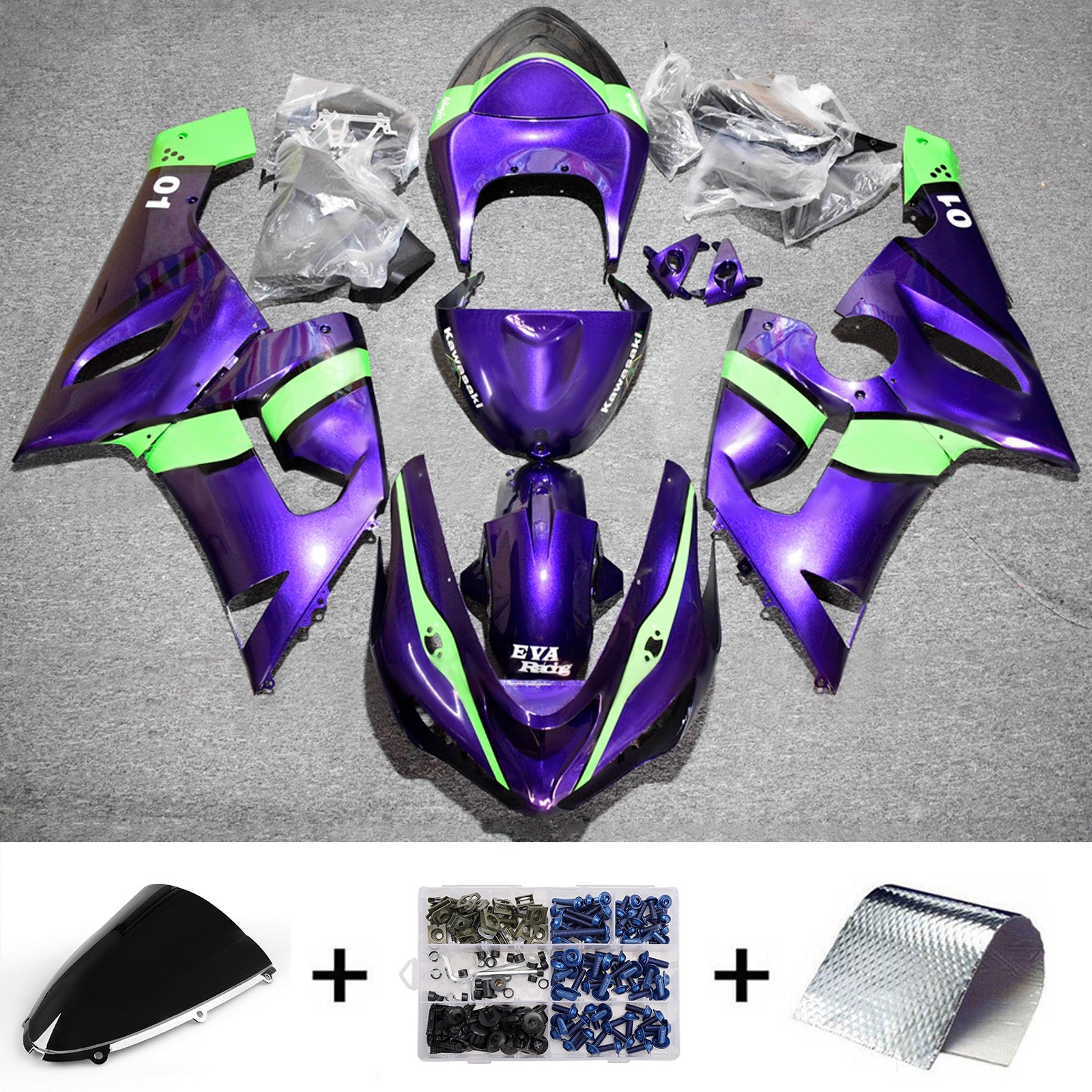 Kit carena iniezione carrozzeria in plastica ABS adatta per Kawasaki ZX6R 636 2005-2006