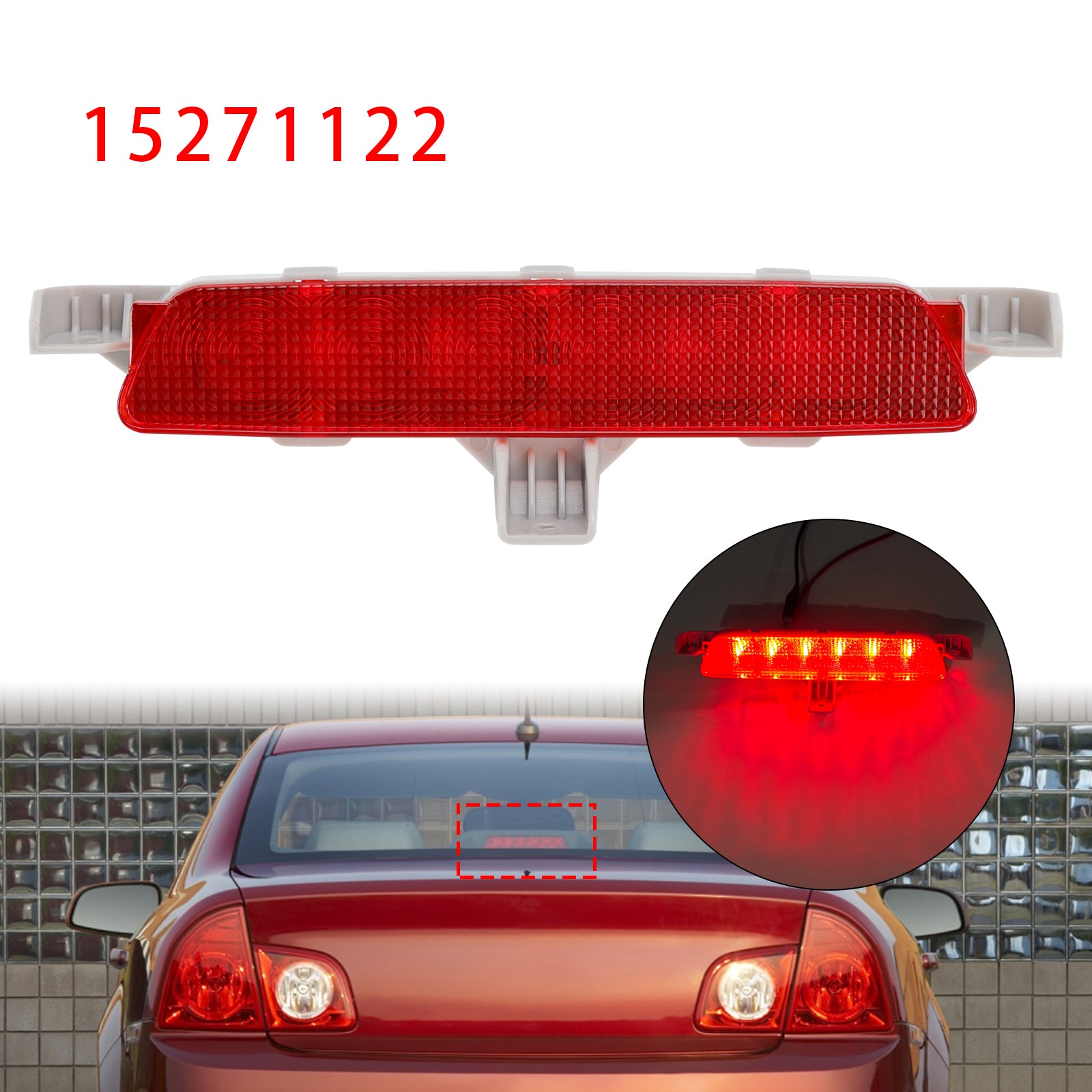 Rear High Mount Third Brake Light Lamp For Chevrolet Malibu 2008-2012 Red