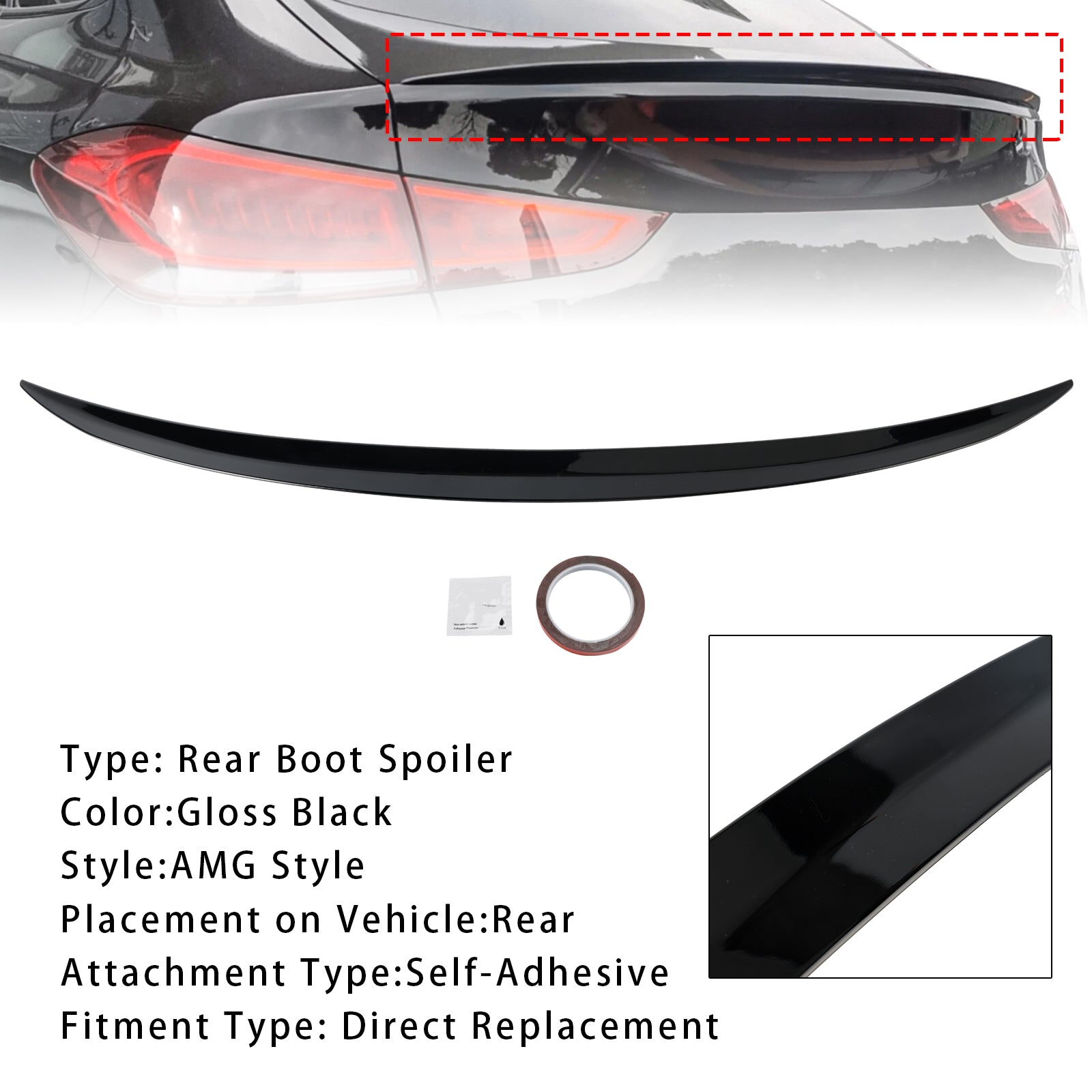 2019+ Benz GLE Class Coupe C167 AMG Style Gloss Black Rear Boot Spoiler