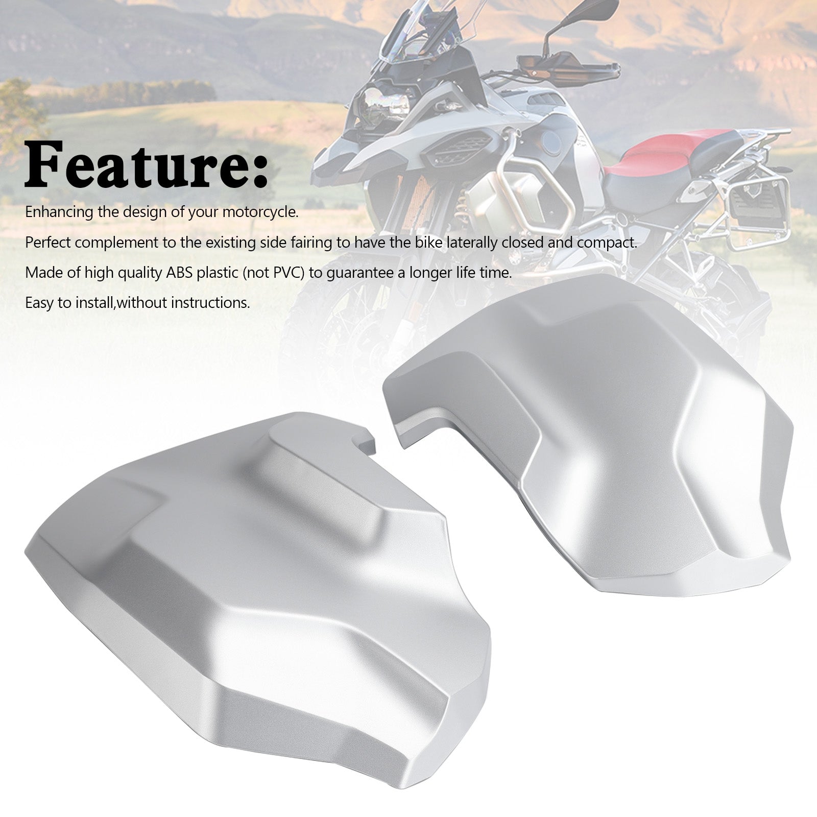 Bočné rámové kapotáž Cowl Guards Cover Cover pre BMW R1250GS Adv 2018-2023 Striebro