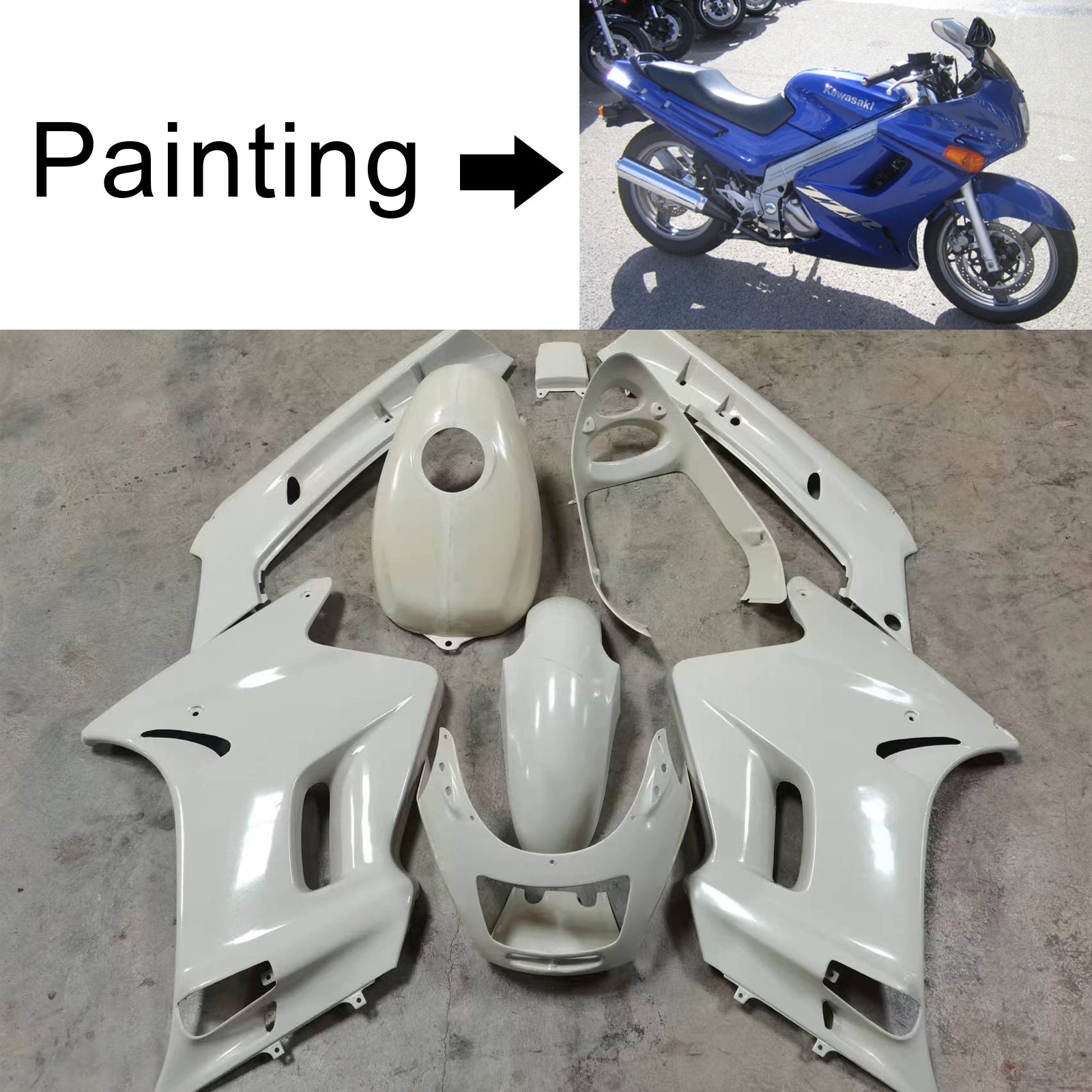 1996-2007 Kawasaki ZZR250 injektionsmässa kit Bodywork ABS