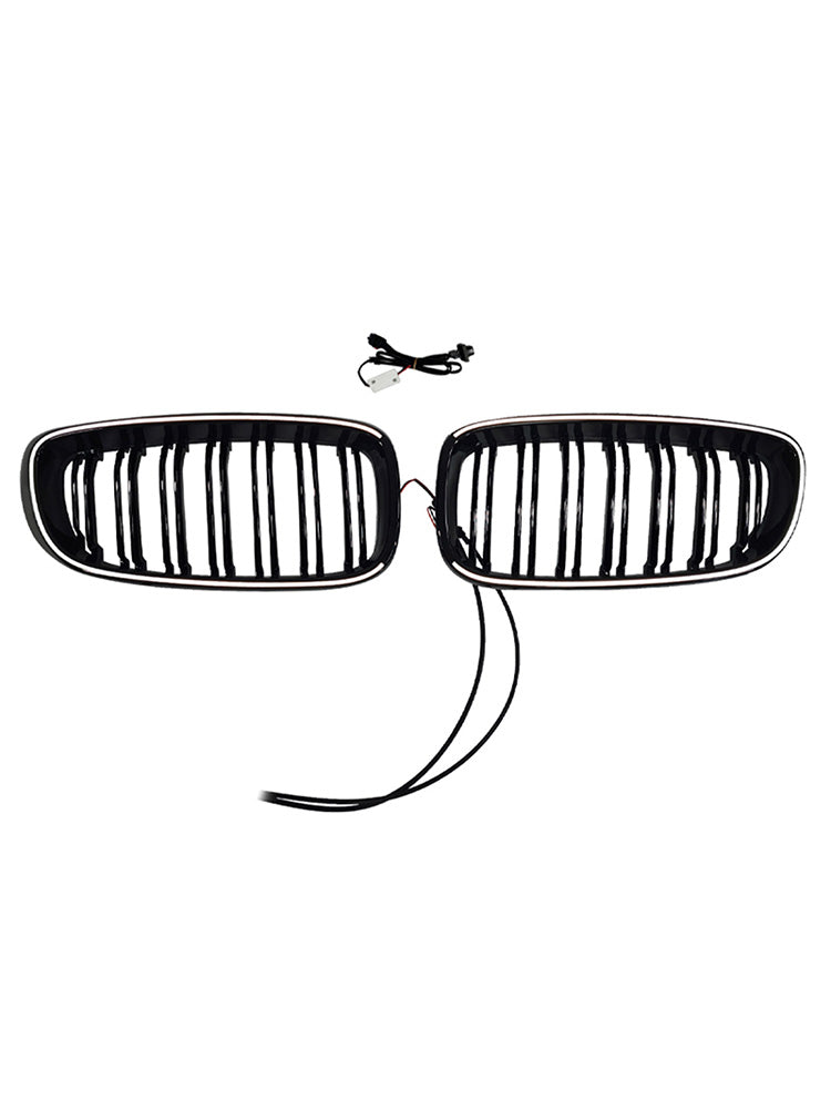 Dual Slat Front Bumper Grille Fit BMW 3 Series F34 GT 2013-2019 Gloss Black