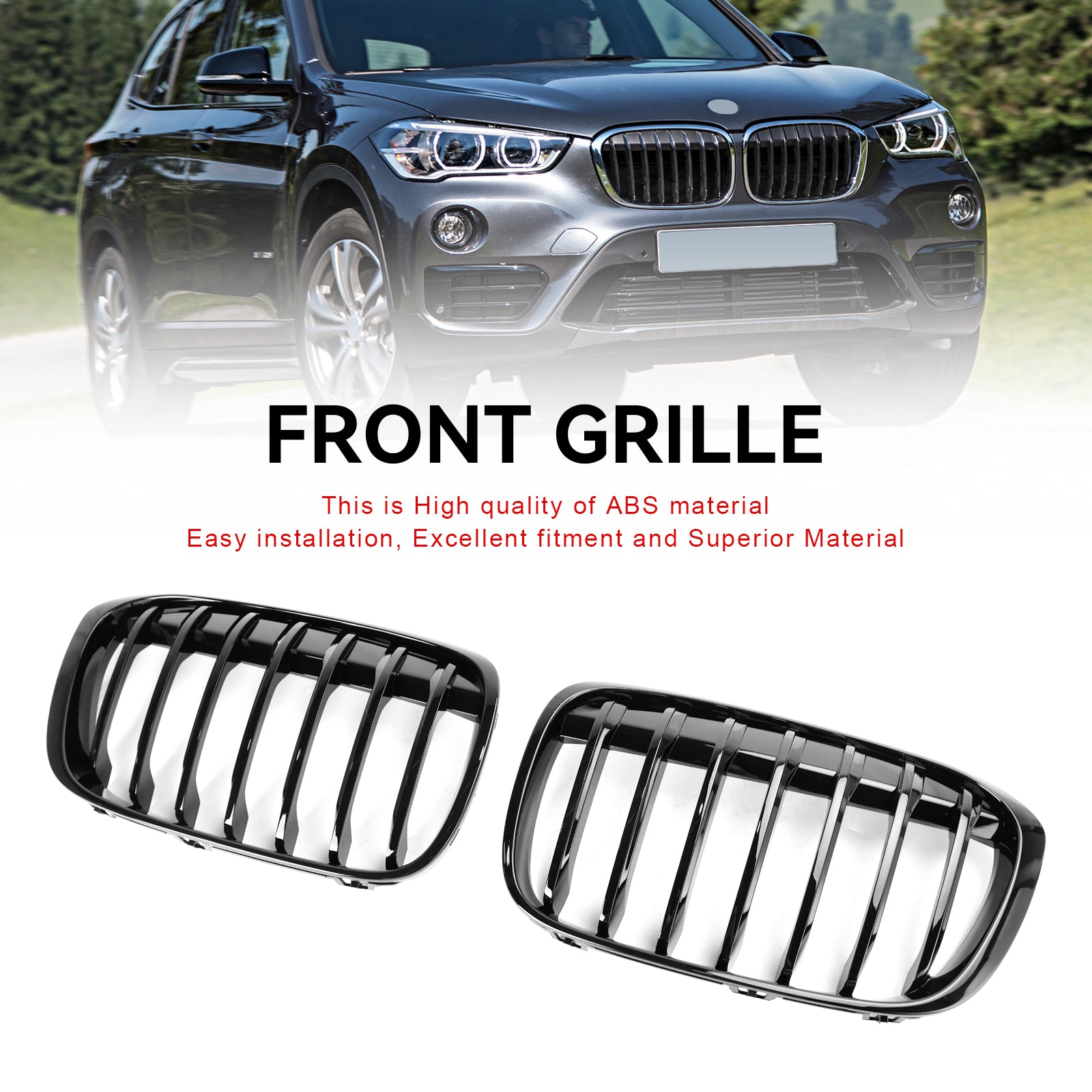 2016-2018 BMW X1 F48 F49 Glanzend Zwart Front Nieren Grill 2 STUKS