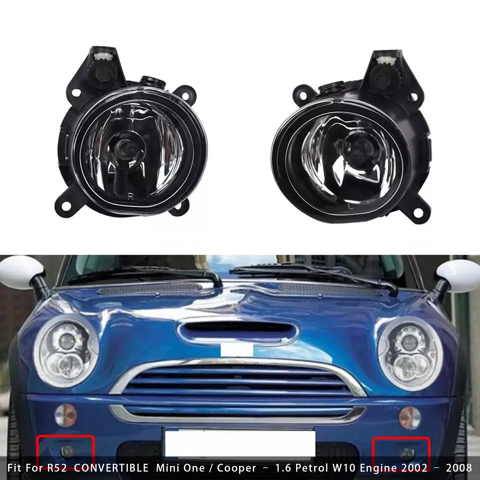 Pair Front Bumper Fog Lights For Mini Cooper One R50 R52 R53 63176925050