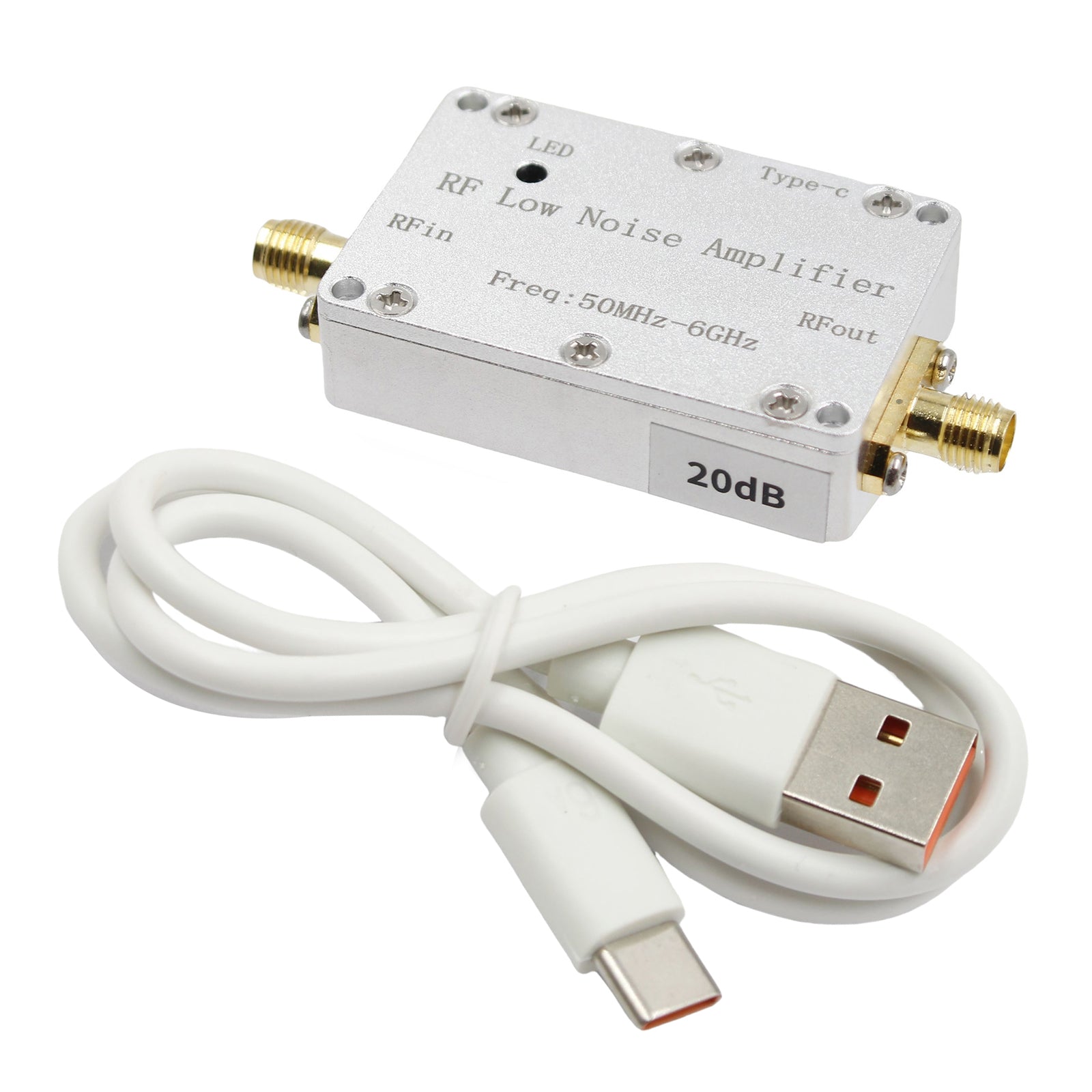Amplificador de radiofrequência de 50m-6GHz 20dB 30dB de alto ganho LNA de baixo sinal de ruído baixo