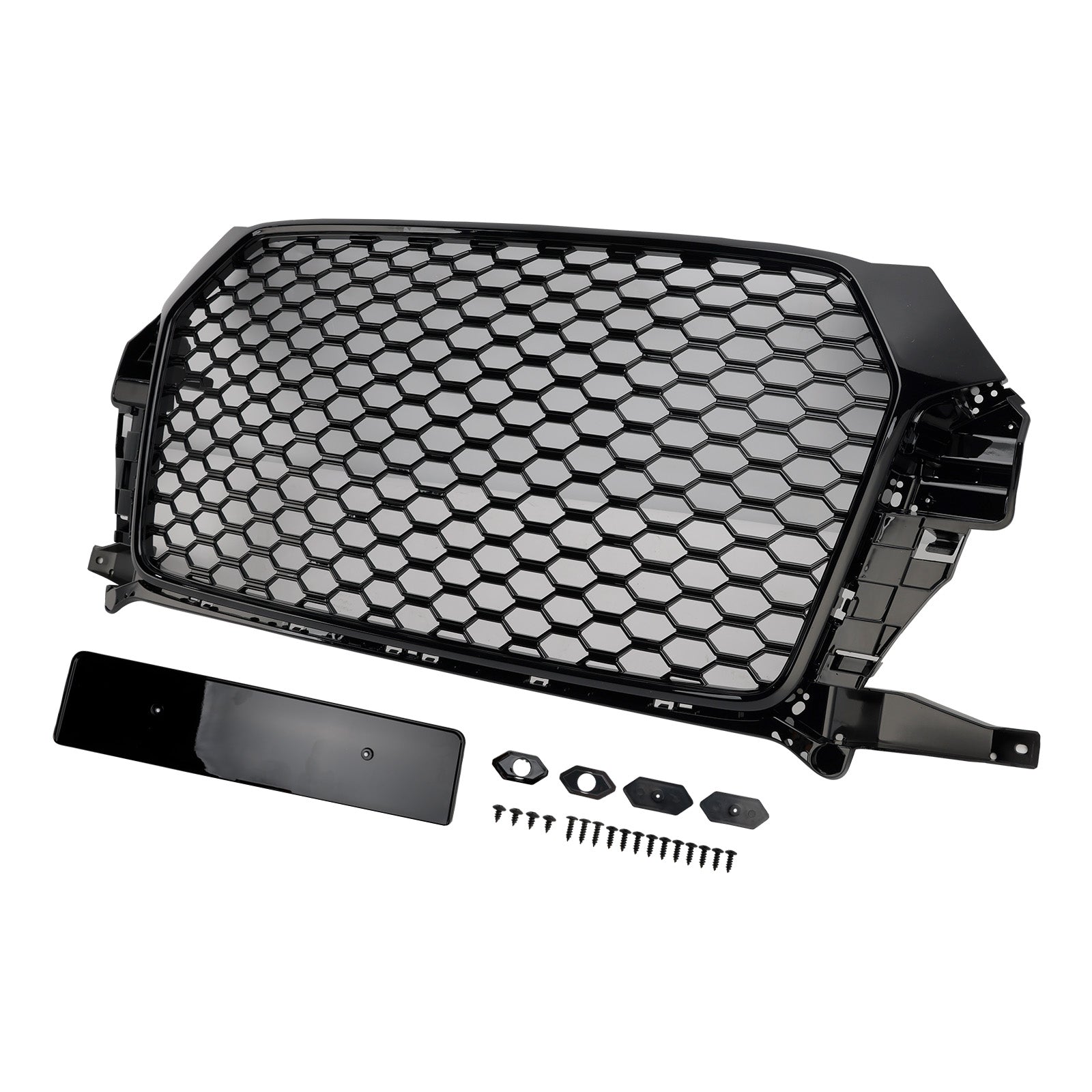 RSQ3 Style Front Honeycomb Grille Grill Fit Audi Q3 2016-2018 Gloss Black