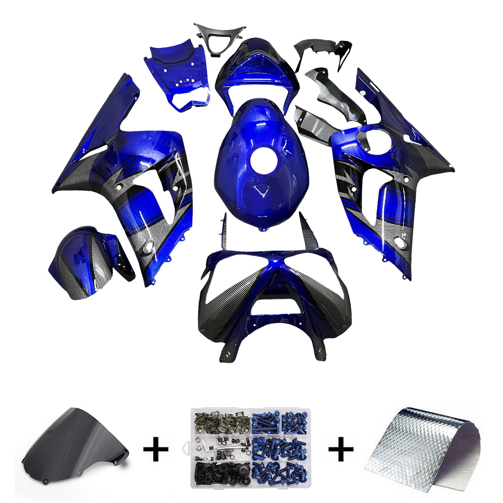 Injeksjon Fairing Kit Bodywork Plast Abs Fit for Kawasaki ZX6R 636 2003-2004