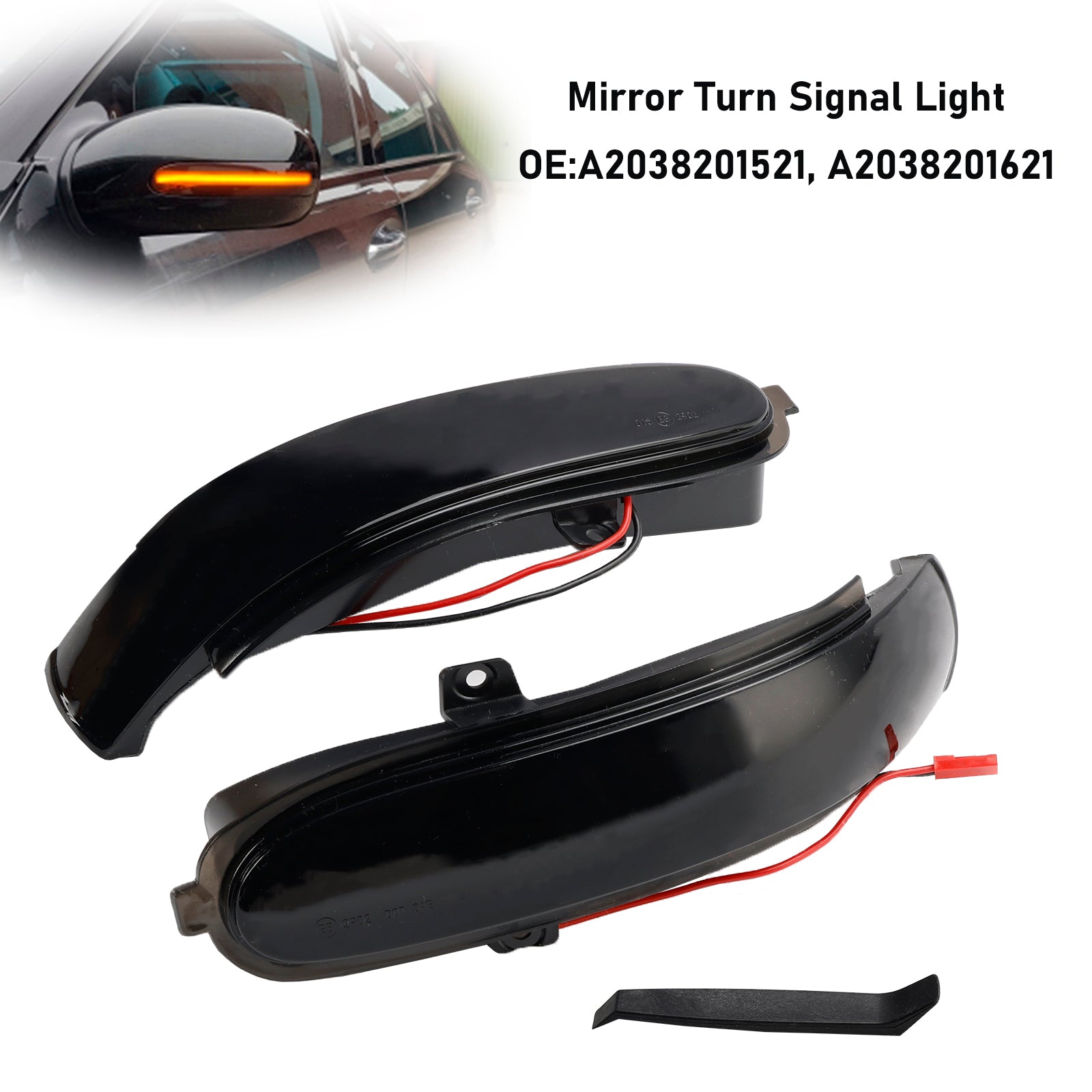 Clignotant séquentiel à LED fumé intégré au rétroviseur pour Mercedes-Benz Classe C W203