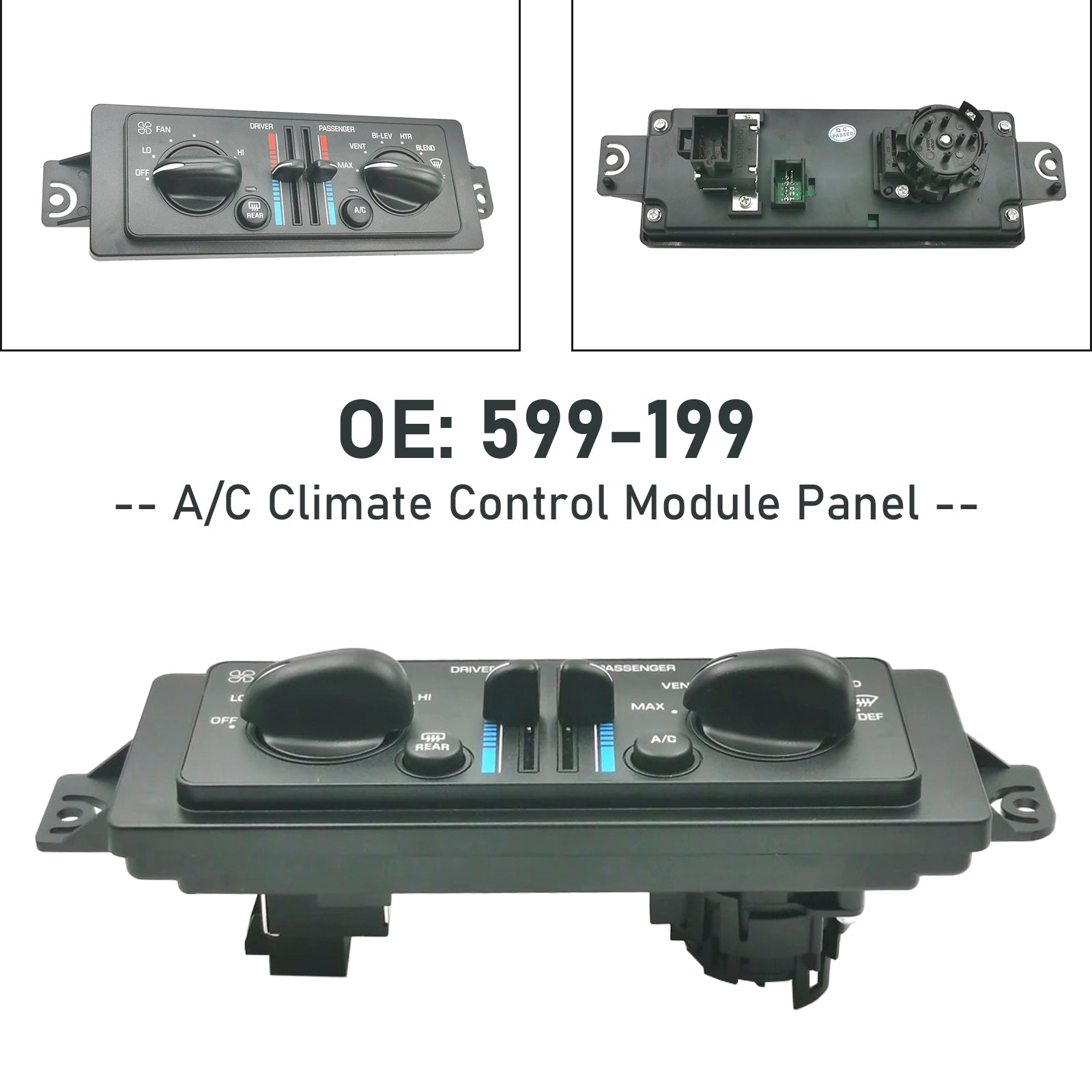 2000 Buick Regal GS, GSE, LS, LSE 3.8L V6 - Gas A/C Climate Control Module Panel 599-199