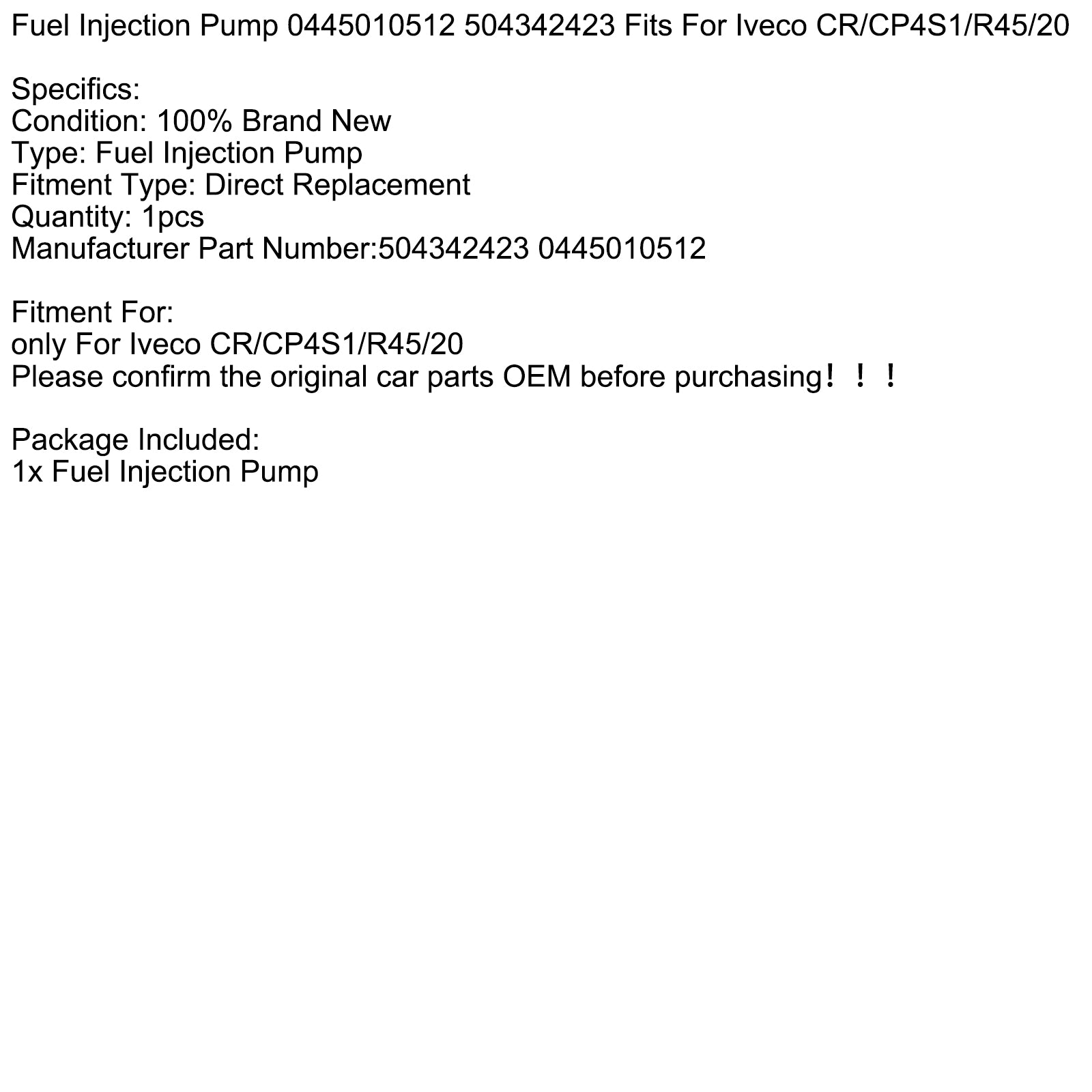 Iveco CR/CP4S1/R45/20 Brandstofinjectiepomp 0445010512 504342423