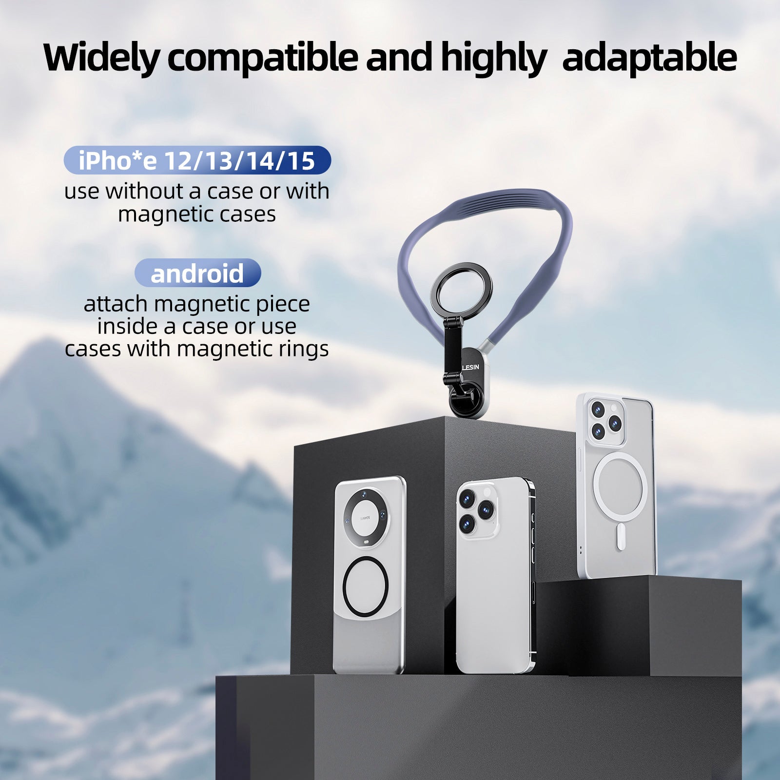 Magsafe mobiele telefoon magnetische nekhalterbeugel Quick Release schokabsorptie