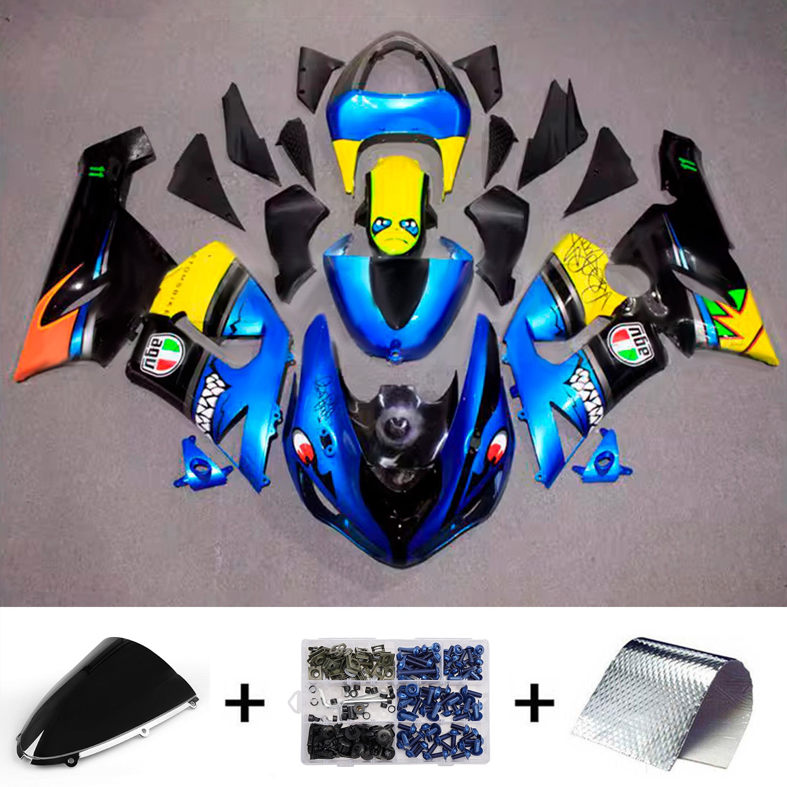 Injection Fairing Kit Bodywork Plastic ABS fit For Kawasaki ZX6R 636 2005-2006