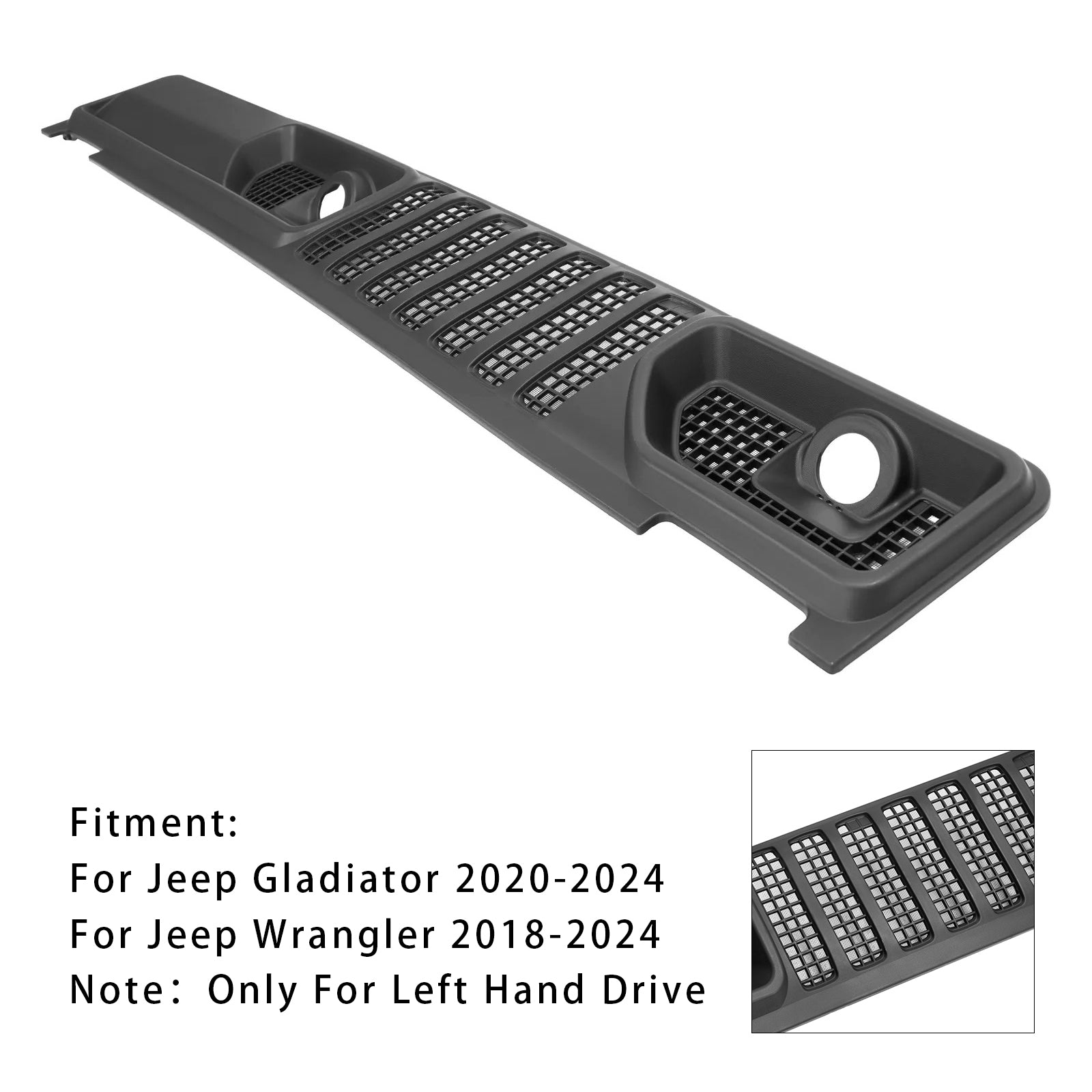 2018-2024 Jeep Wrangler JL/Gladiator Ruitenwisserkap Paneelrooster 68307260AC