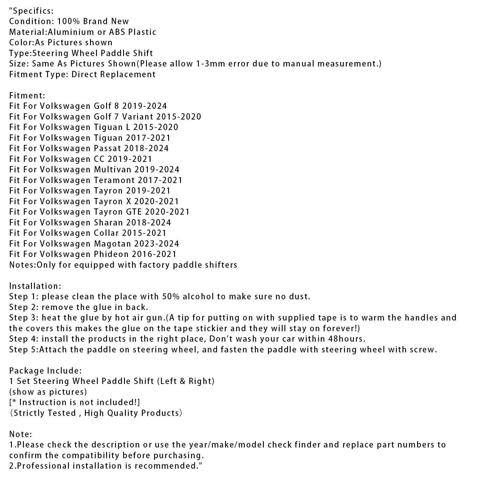 Steering Wheel Paddle Shifter Extension For VW Golf 8 Tiguan