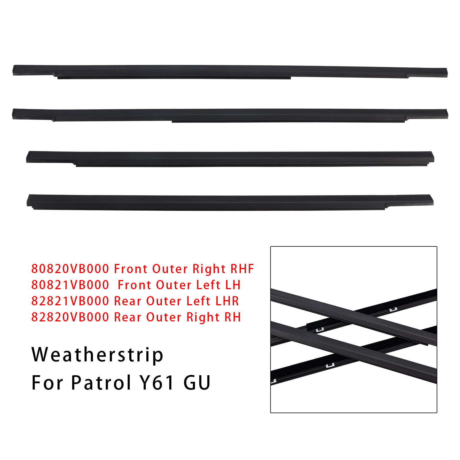 Patrol Y61 GU 4PCS Porte de porte WEATHERSTRIP MOLD Kit