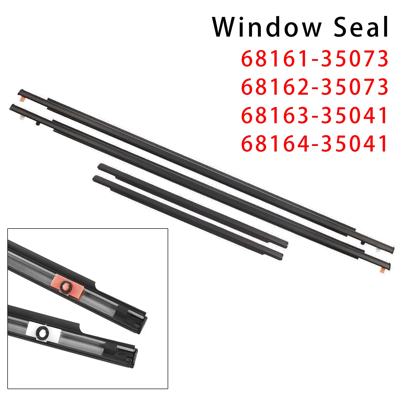 2007-2014 Toyota FJ Cruiser 4PCS Window Moulding Trim Seal Belt Weatherstrip