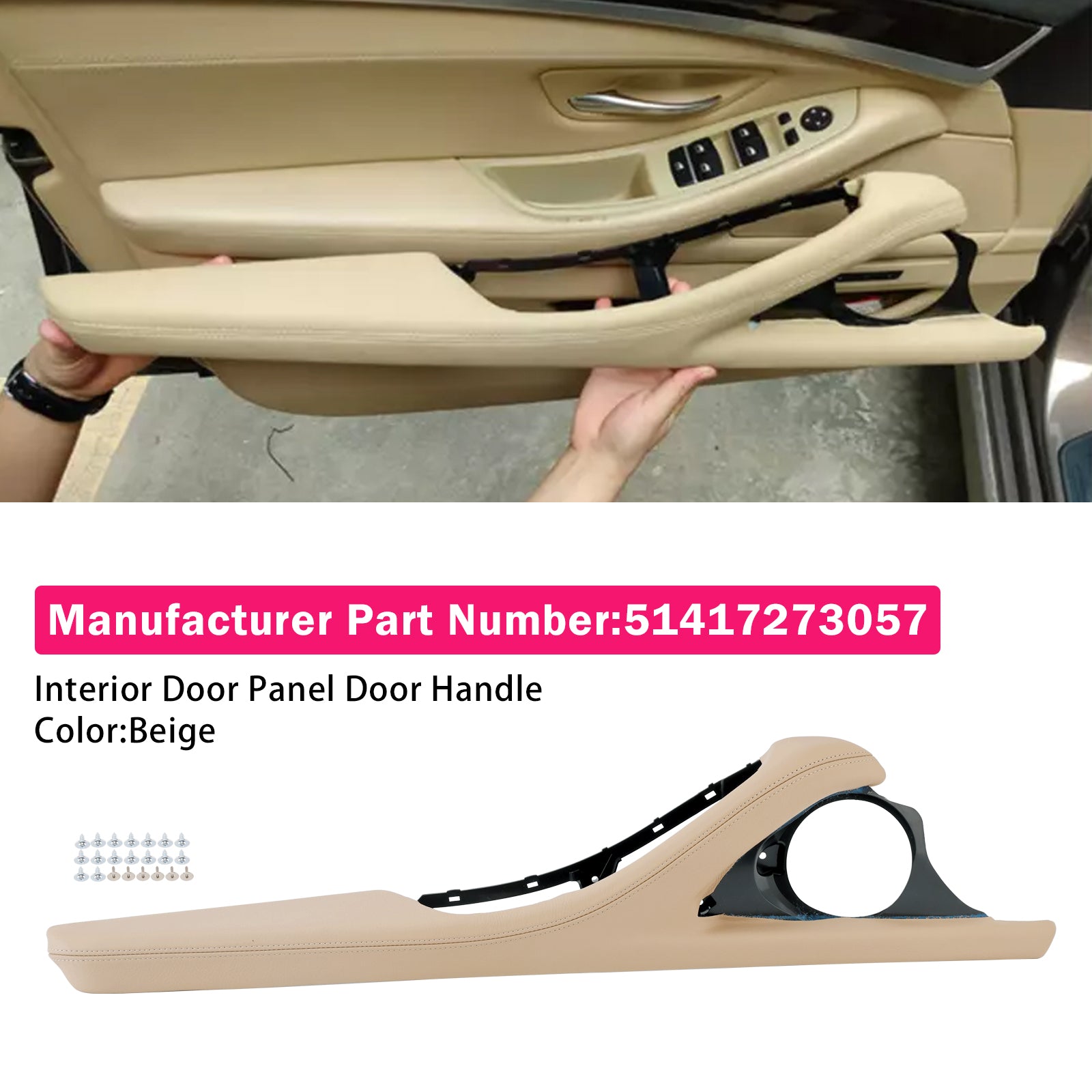 1x manija de puerta de Panel Interior Beige para BMW Serie 5 F11 F10 F18 2010-2017