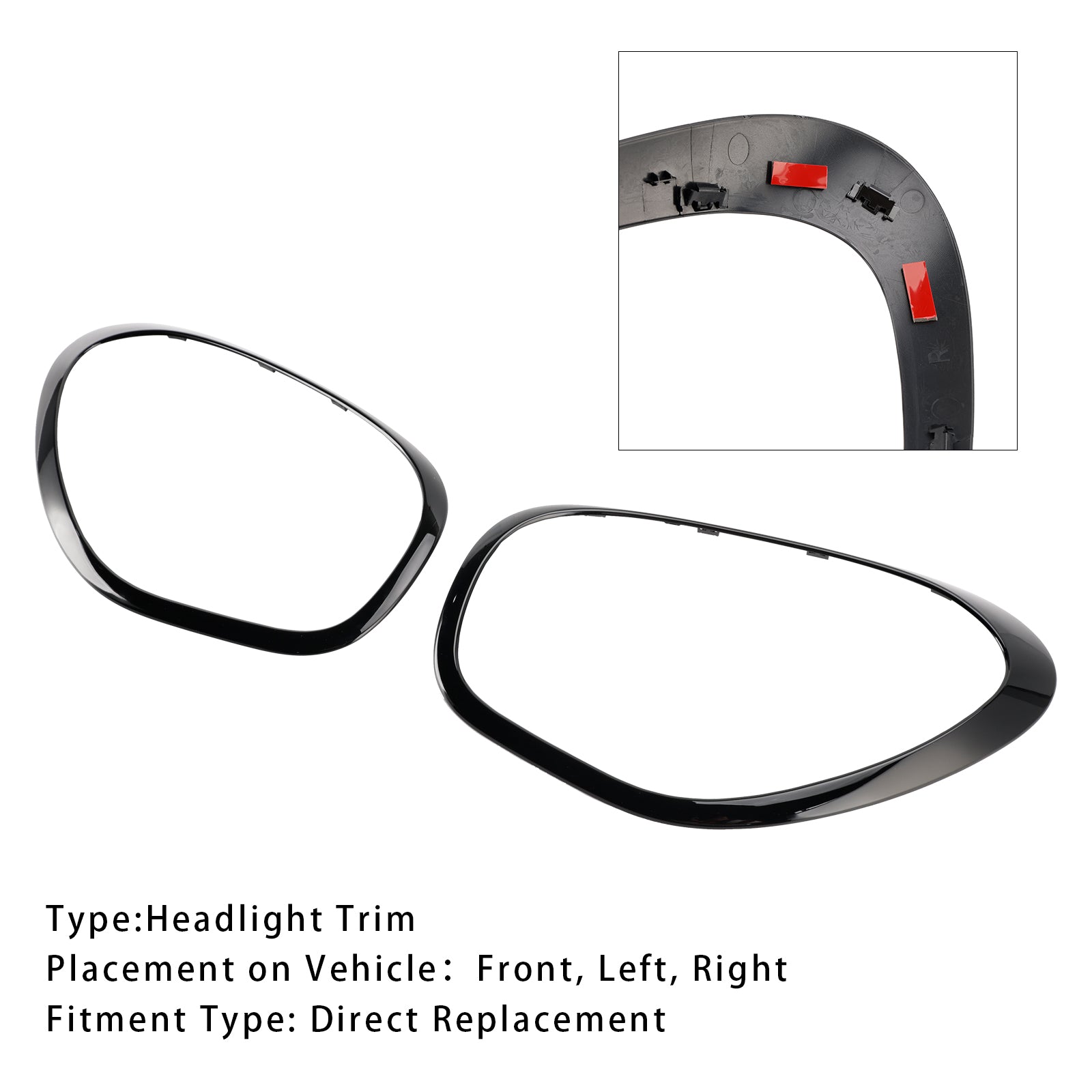 2 stuks glanzend zwarte koplampen sierring voor Mini Cooper Countryman R60