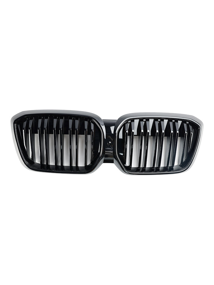 2022 2023 2024 BMW IX3 G08 LCI Double Slat Gloss Black Front Kidney Grill Grille