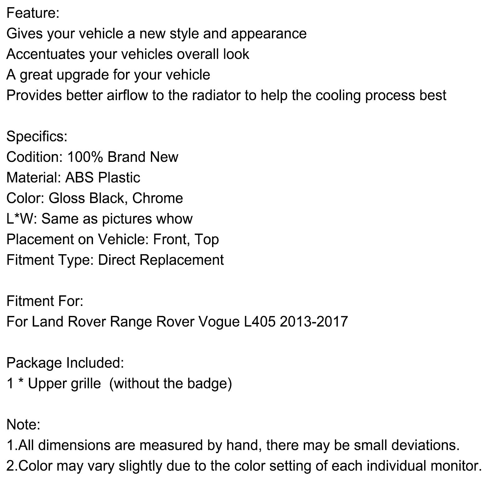 Voorbumper Bovengrille Grill Fit Land Rover Range Rover Vogue L405 2013-2017