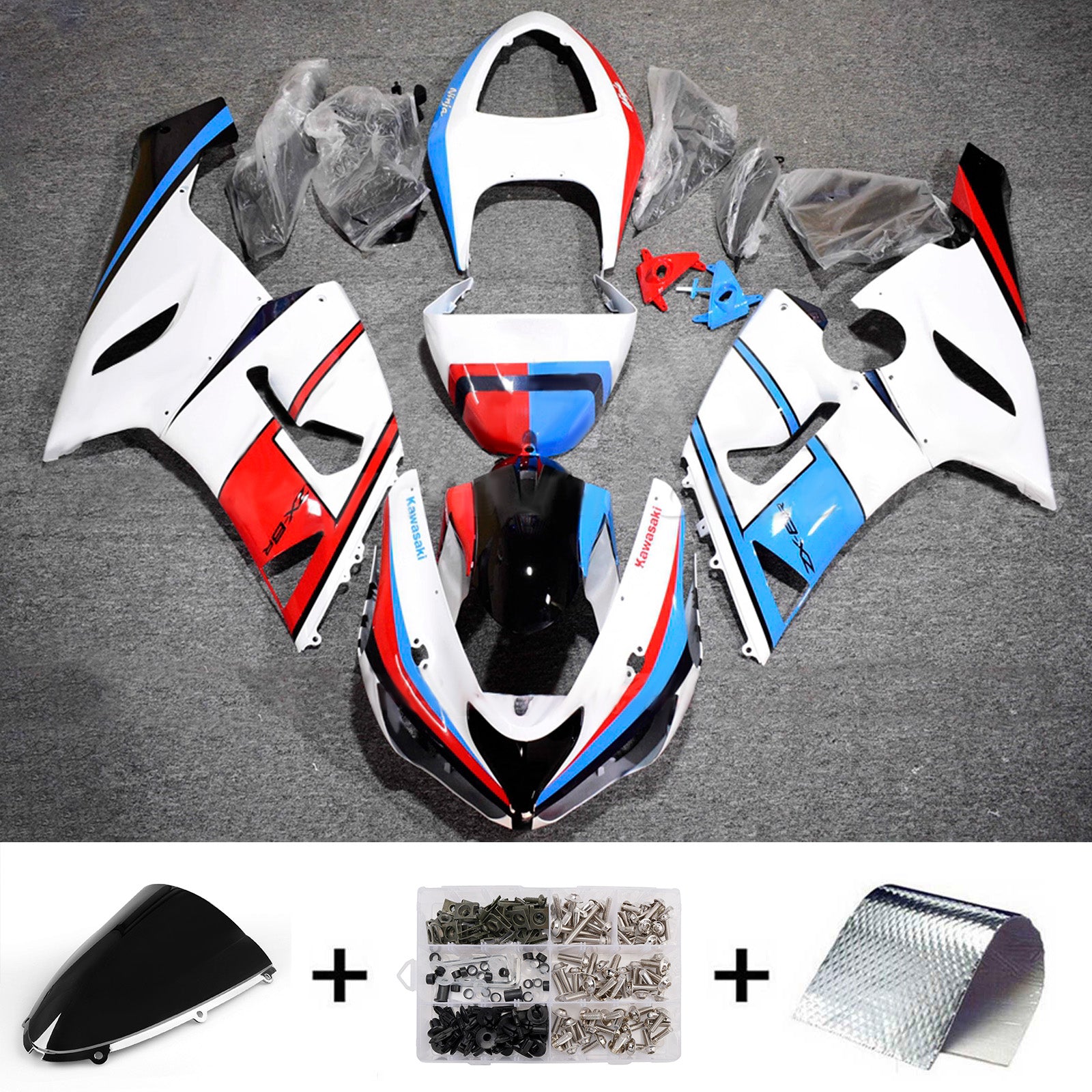 Kit carena iniezione carrozzeria in plastica ABS adatta per Kawasaki ZX6R 636 2005-2006