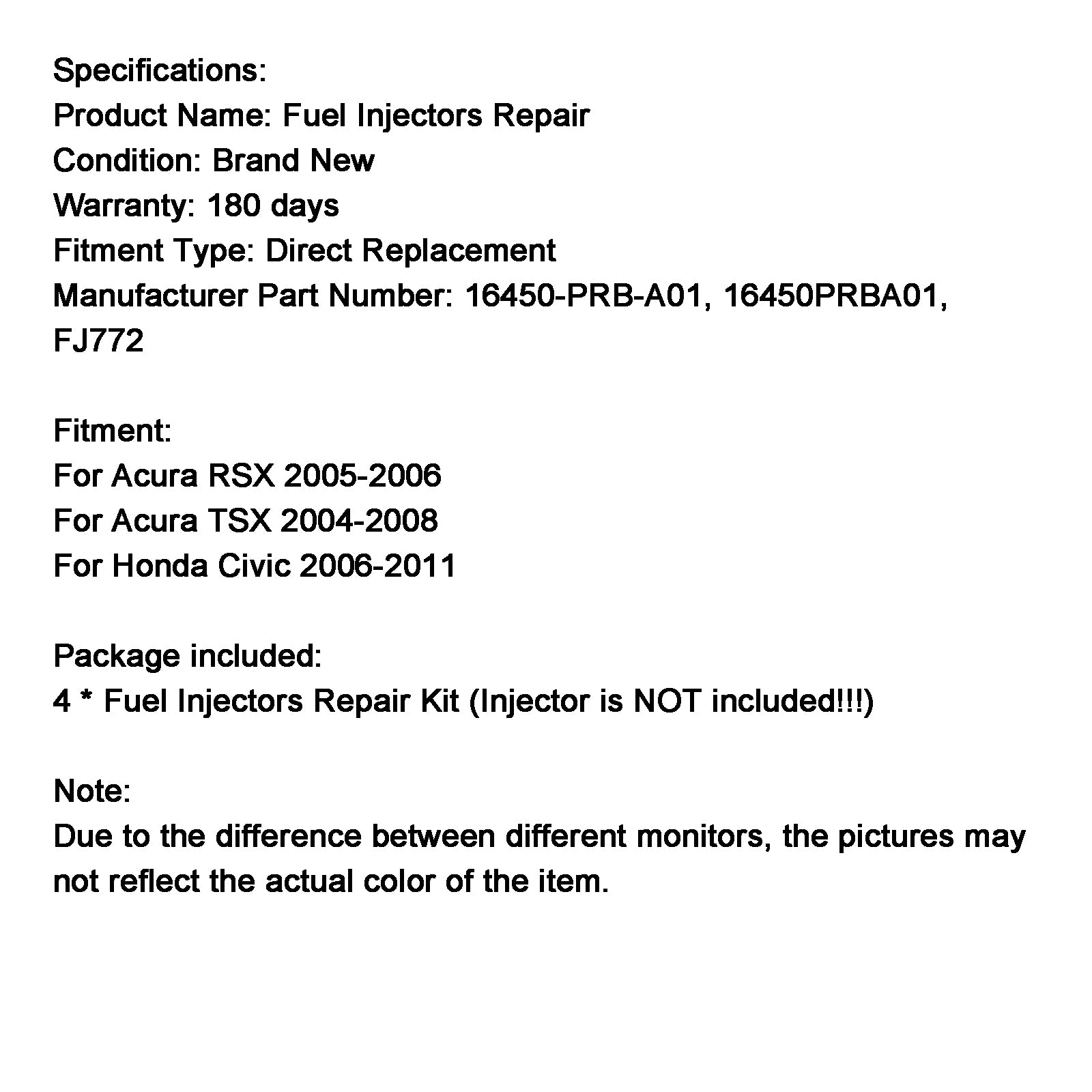 Bränsleinsprutningsreparation O-ringar SEALS KIT 16450-PRB-A01 FIT ACURA RSX TSX