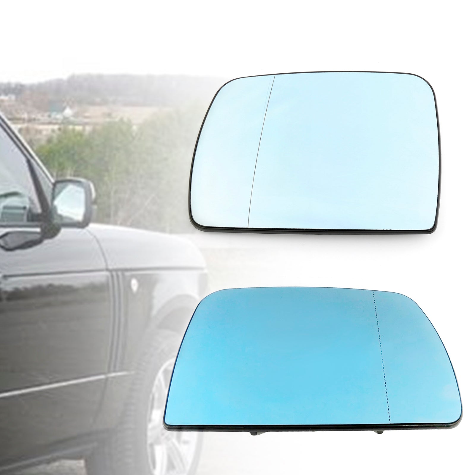 Blå uppvärmd vänster&Backspegelglas på höger förarsida för BMW X5 E53 1998-2006