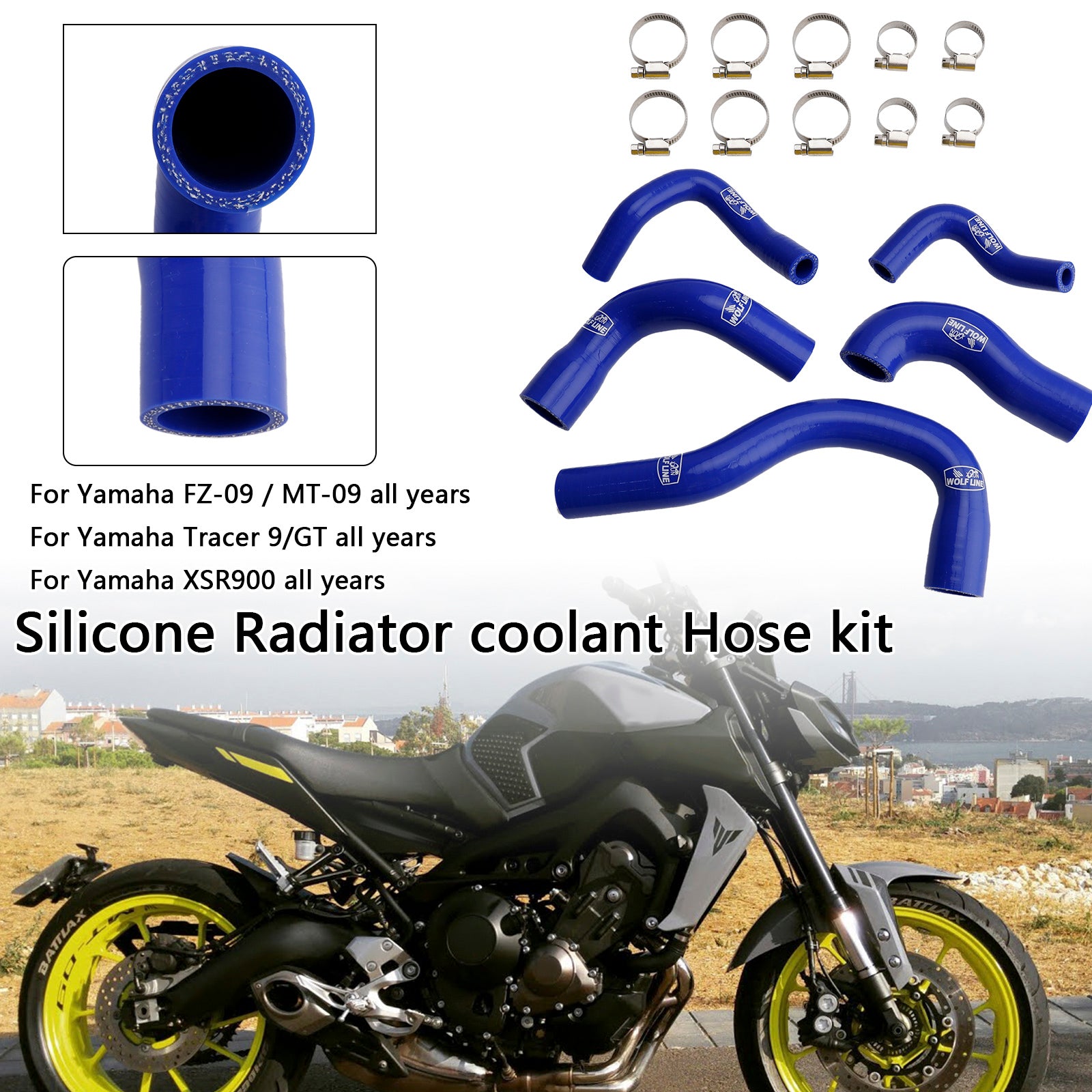 Yamaha MT-09 XSR900 TRACER 9/GT Todos os anos Silicone Radiator Coolant Mangueira