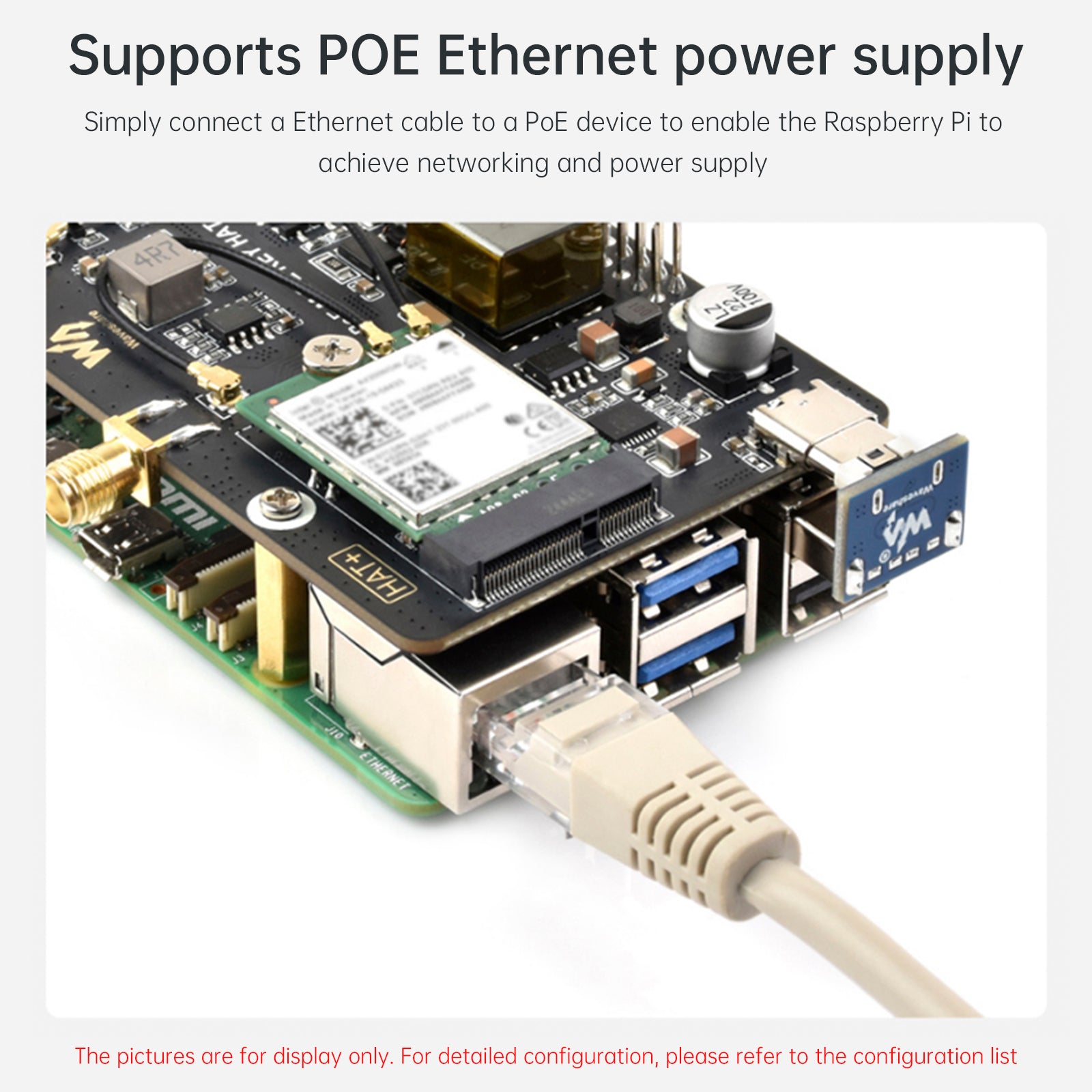Raspberry Pi 5 PCIe a M.2 E Key con placa adaptadora de fuente de alimentación Ethernet PoE