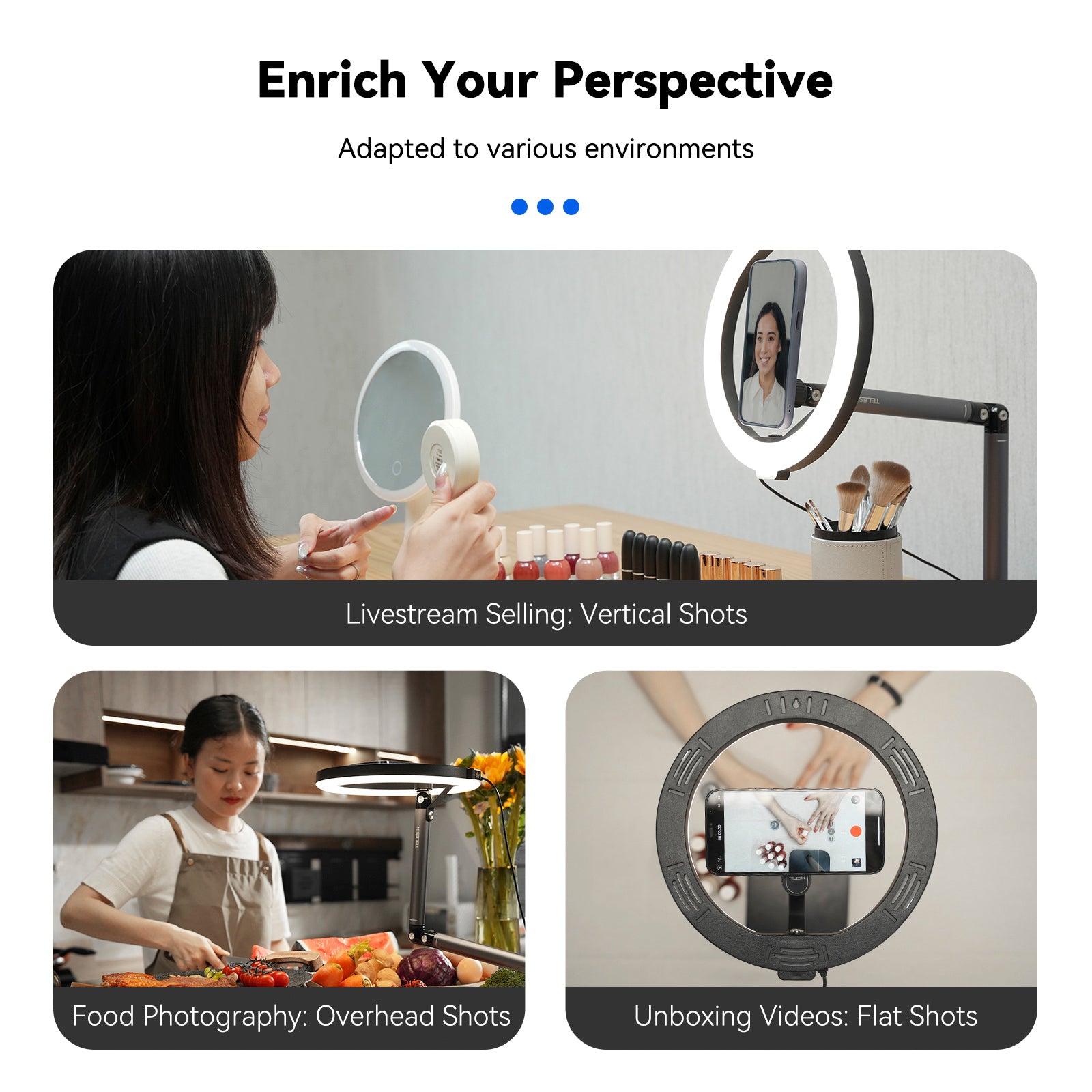 Mobilné video živé vysielacie držiak prsteň výplň svetla kozmetické stolné plnenie svetla