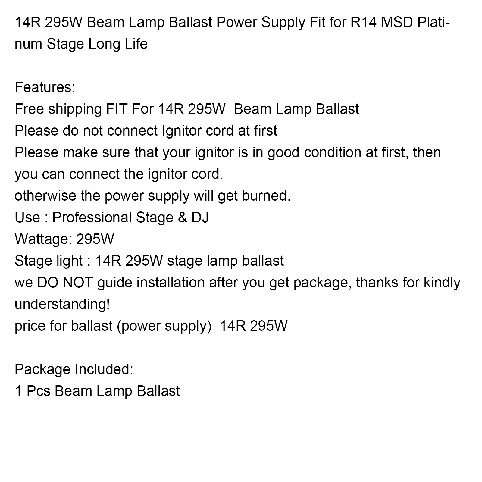 Ampoule de faisceau à tête mobile de remplacement, alimentation électrique de Ballast 380W 18R, lampe de scène R18