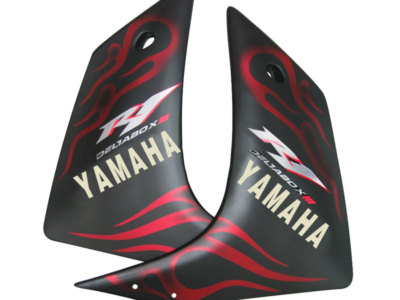 2007-2008 Yamaha YZF-R1 Black Matte & Red Flame Racing Fairings Generic