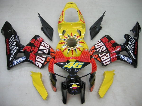 2005-2006 Honda CBR 600 RR Yellow Black Valentino Rossi Racing Fairings Generic