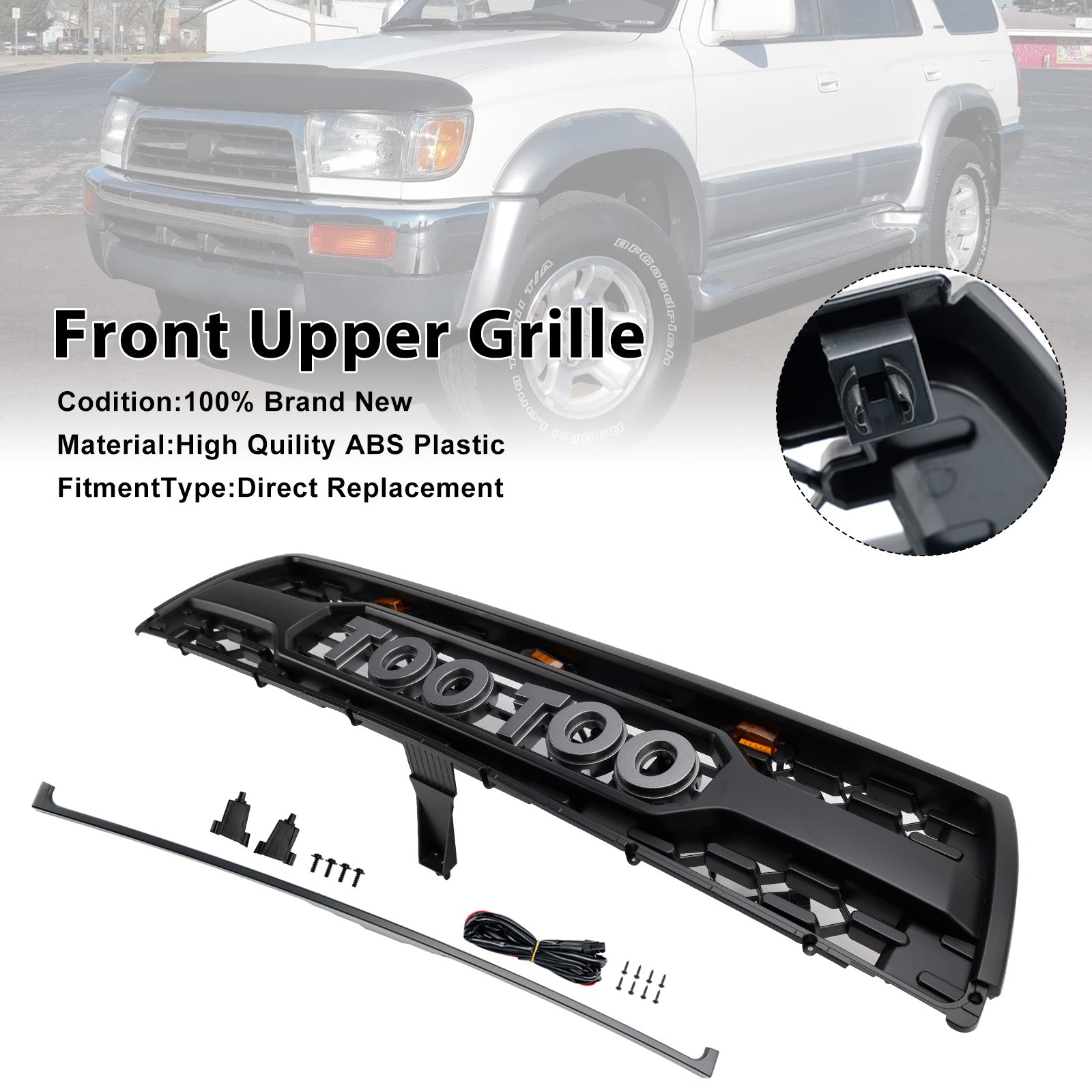 1996-2000 Toyota 4Runner With Led Matte Black Front Bumper Grill Grille