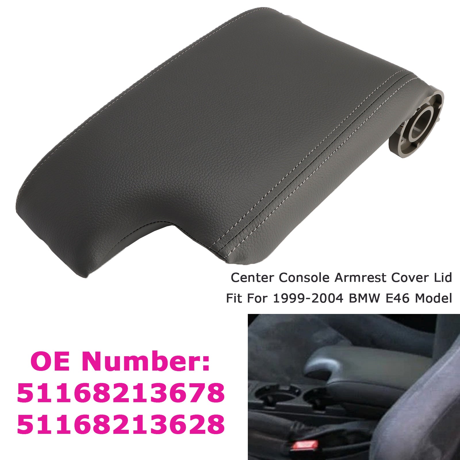 Gray Center Console Armrest Cover Lid For BMW 3 Series E46 1999-2004 M3