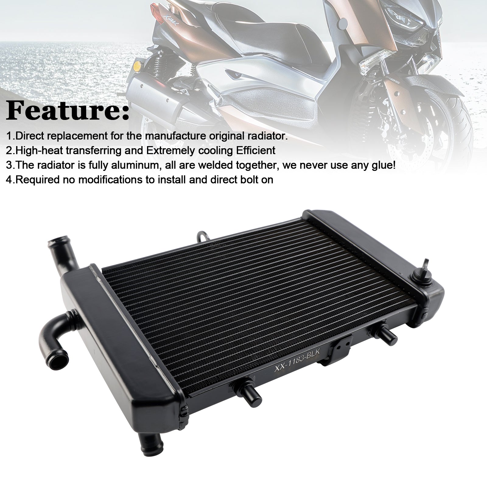 2023-2024 Yamaha X-Max 300 Xmax Radiator kjølemotor kjøler