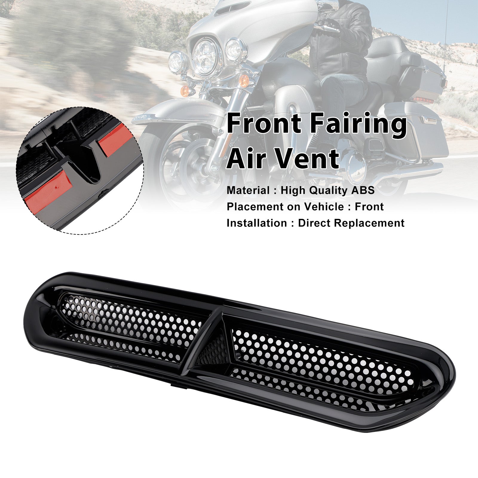 Front Fairing Air Vent Trim For Touring Street Glide Electra Glide 2014-2024