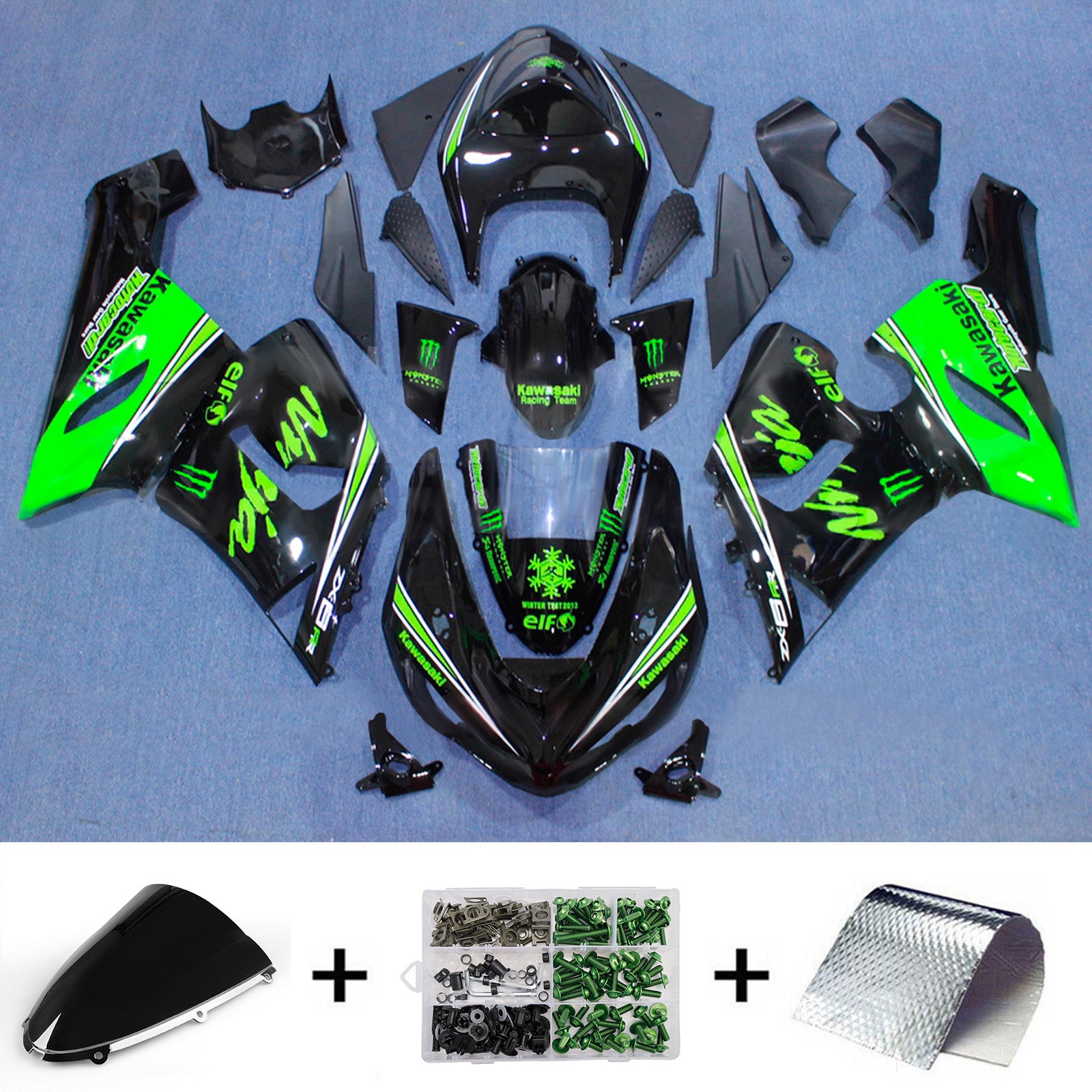 Injection Fairing Kit Bodywork Plastic ABS fit For Kawasaki ZX6R 636 2005-2006