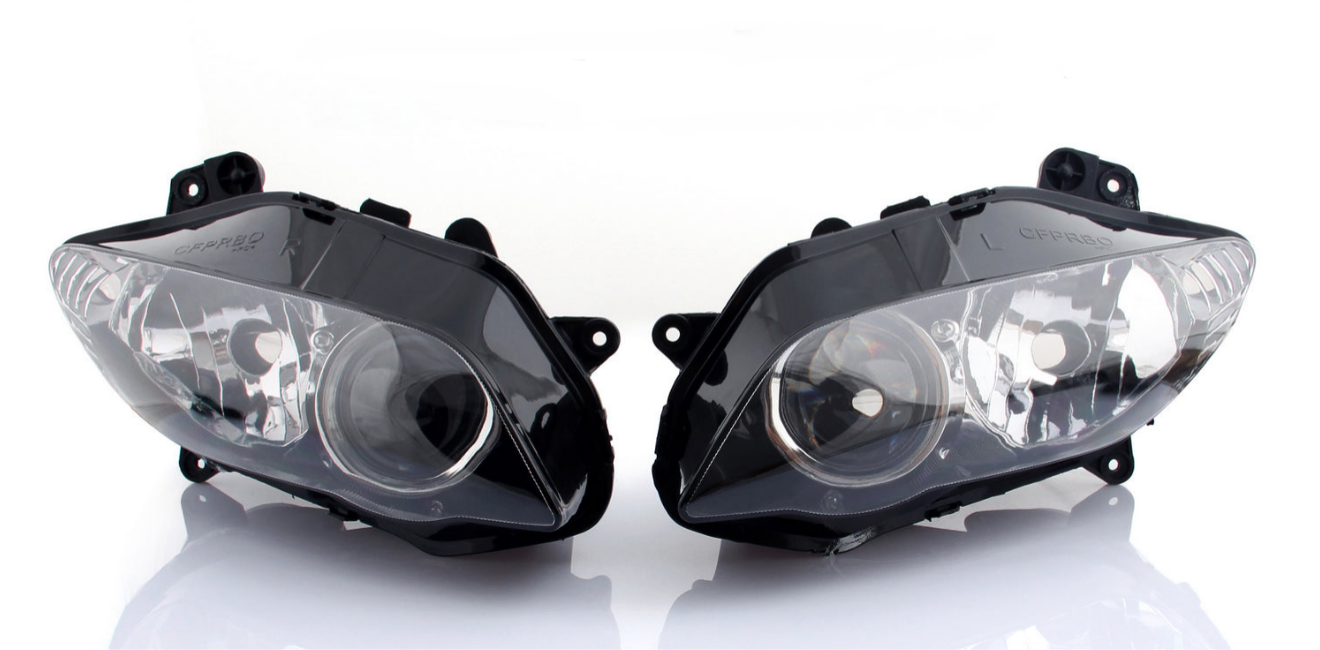 Conjunto de faros delanteros para motocicleta Yamaha R6 2008-2016, transparente, genérico