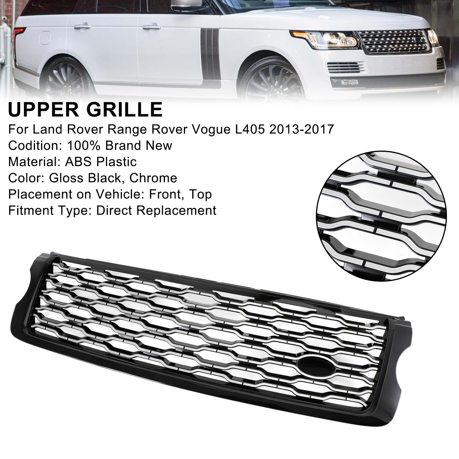 Voorbumper Bovengrille Grill Fit Land Rover Range Rover Vogue L405 2013-2017