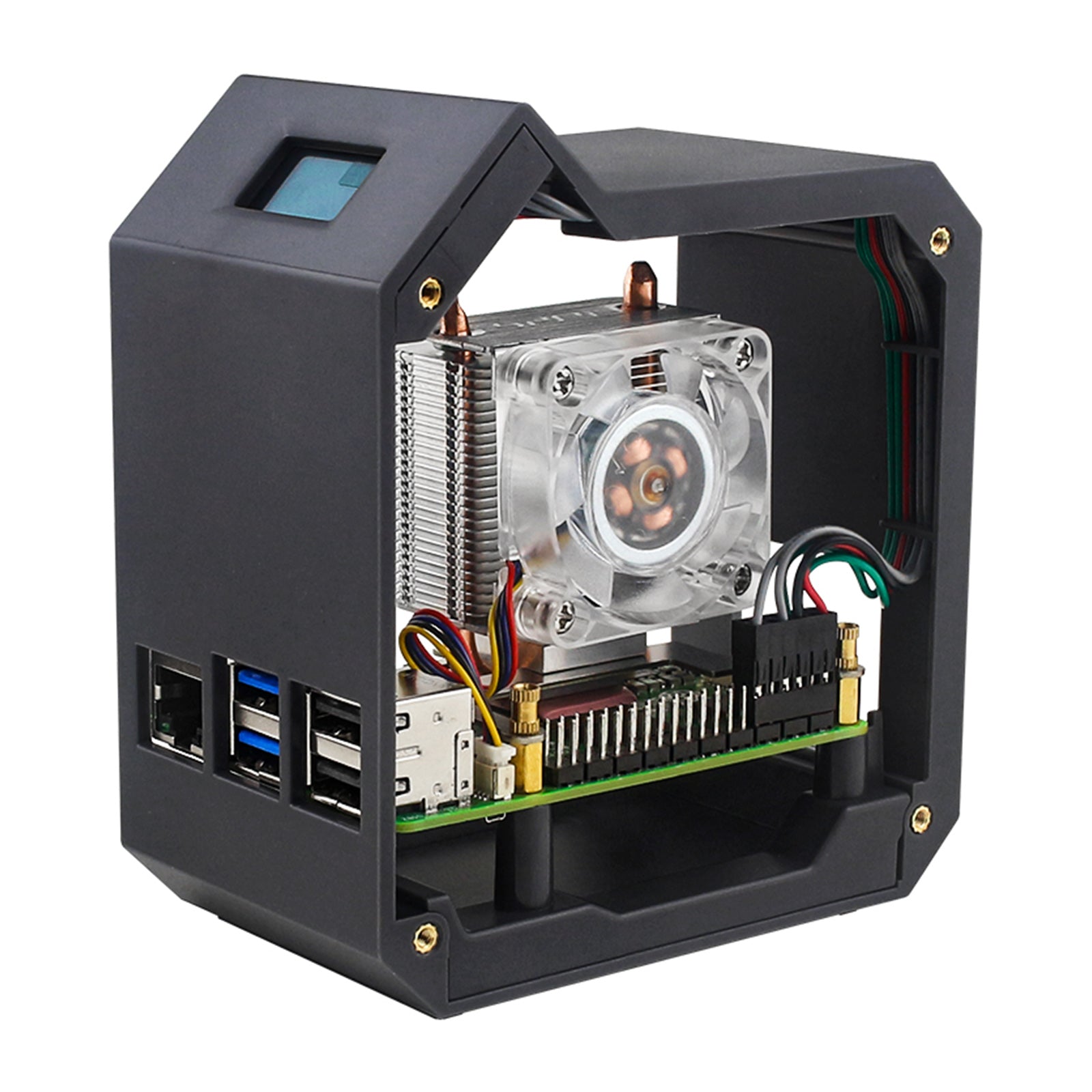 Raspberry Pi 5 Vertikal Tower Fan Set med 0,96 tum OLED SCREEN RADIATOR SCAL