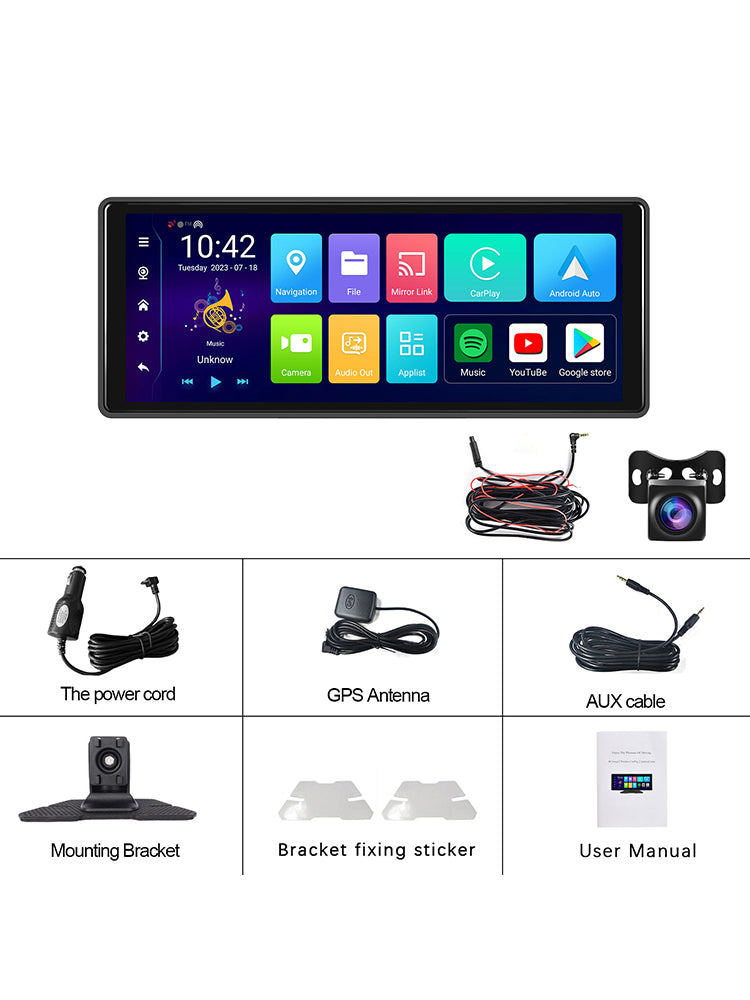 10.26"Bluetooth autonavigatie CarPlay HD groot touchscreen recorder AHD-camera
