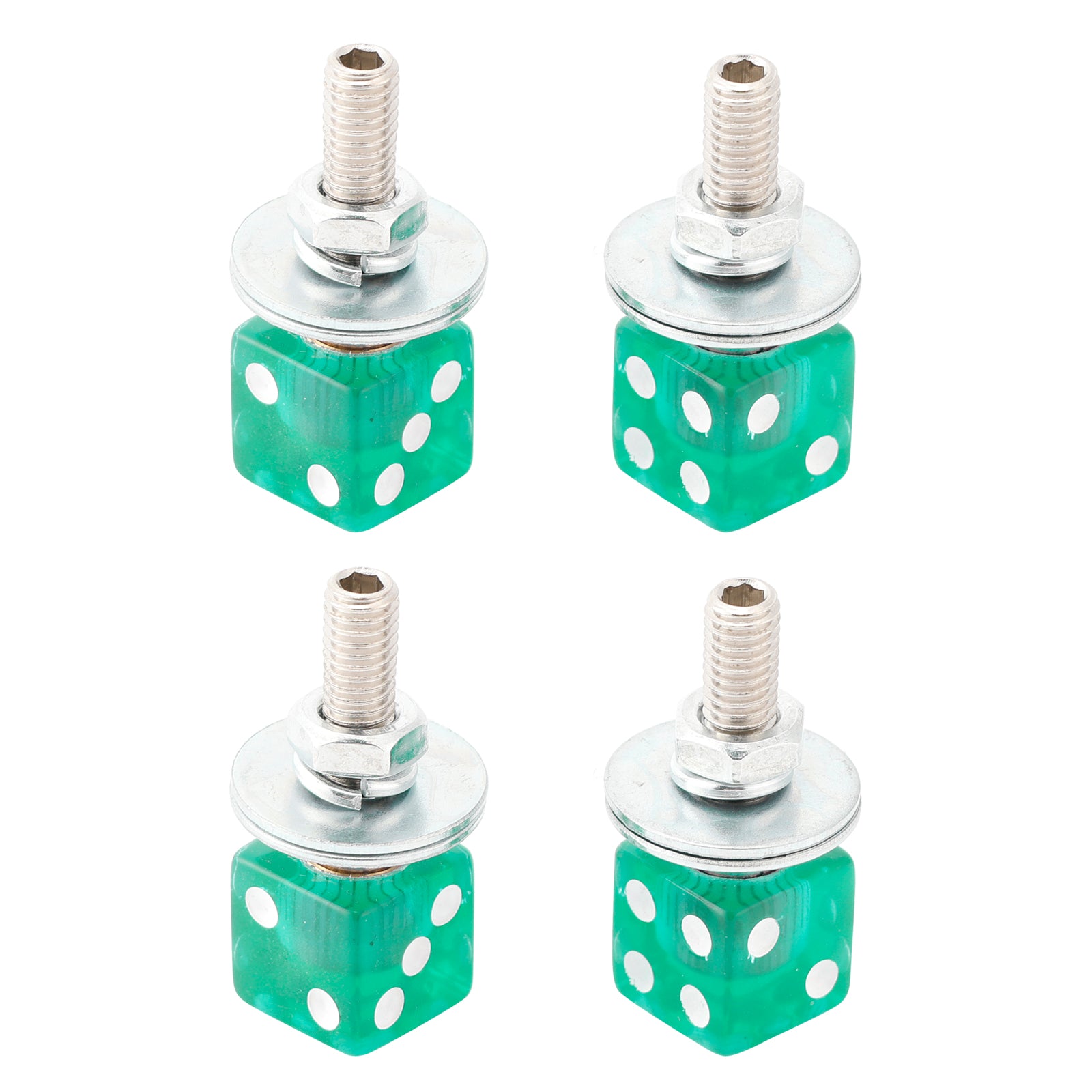 4x Custom DICE License Plate Bolt Screw Green Plastic Motorcycle Chopper Bobber