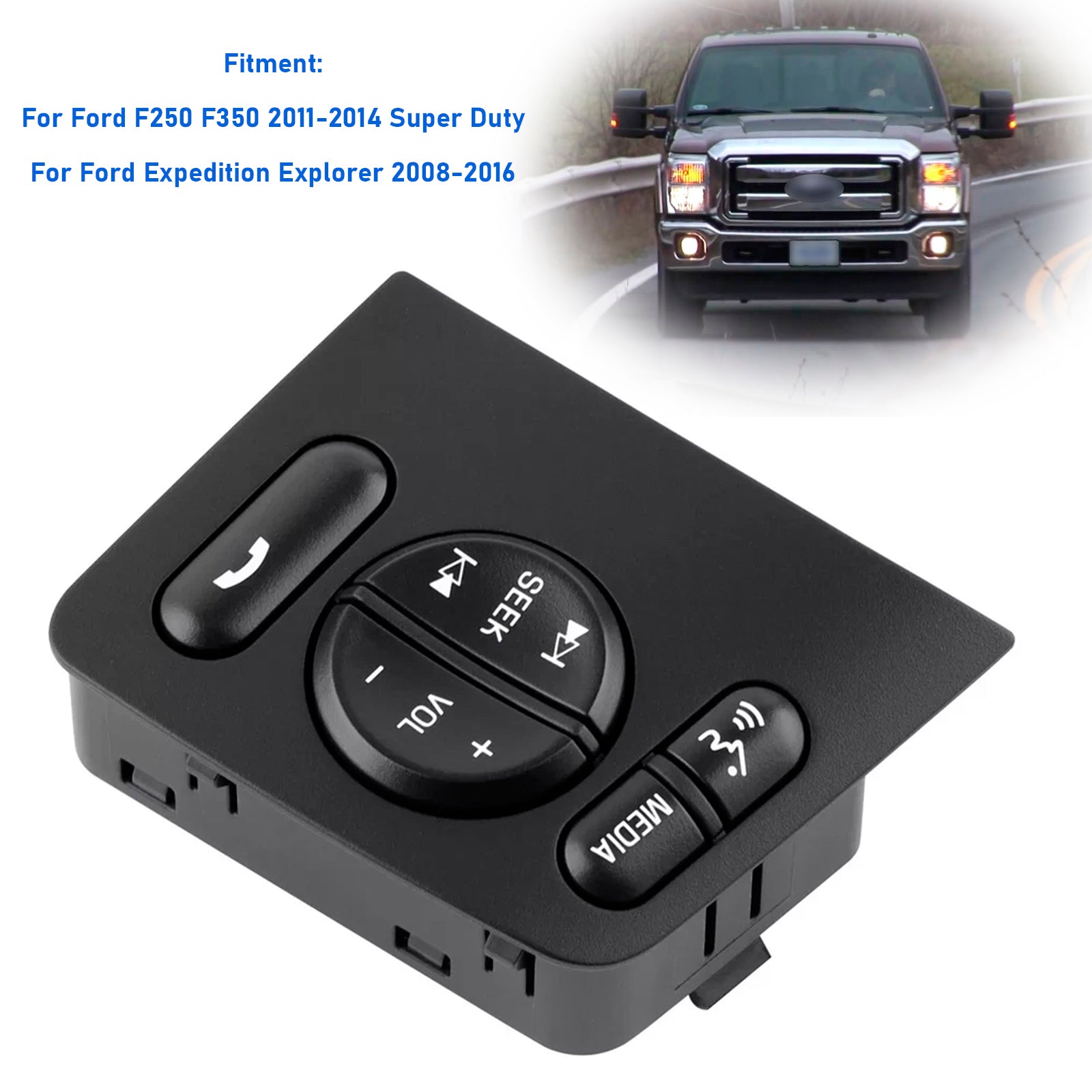 Bouton de commande multimédia au volant DC3T9E740BAW pour Ford F250 F350 Super Duty