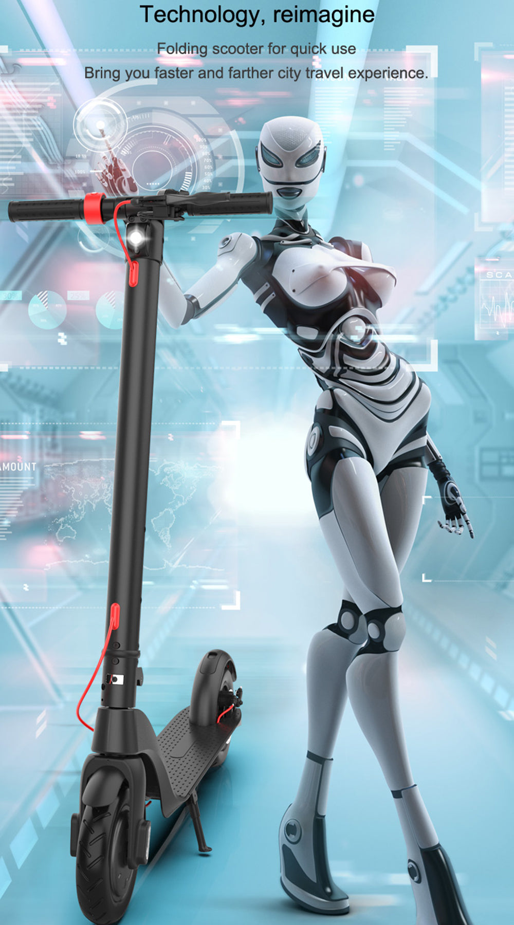 45 km 8.5" Opvouwbare elektrische scooter met een bereik van 350 W voor woon-werkverkeer in de stad voor volwassenen