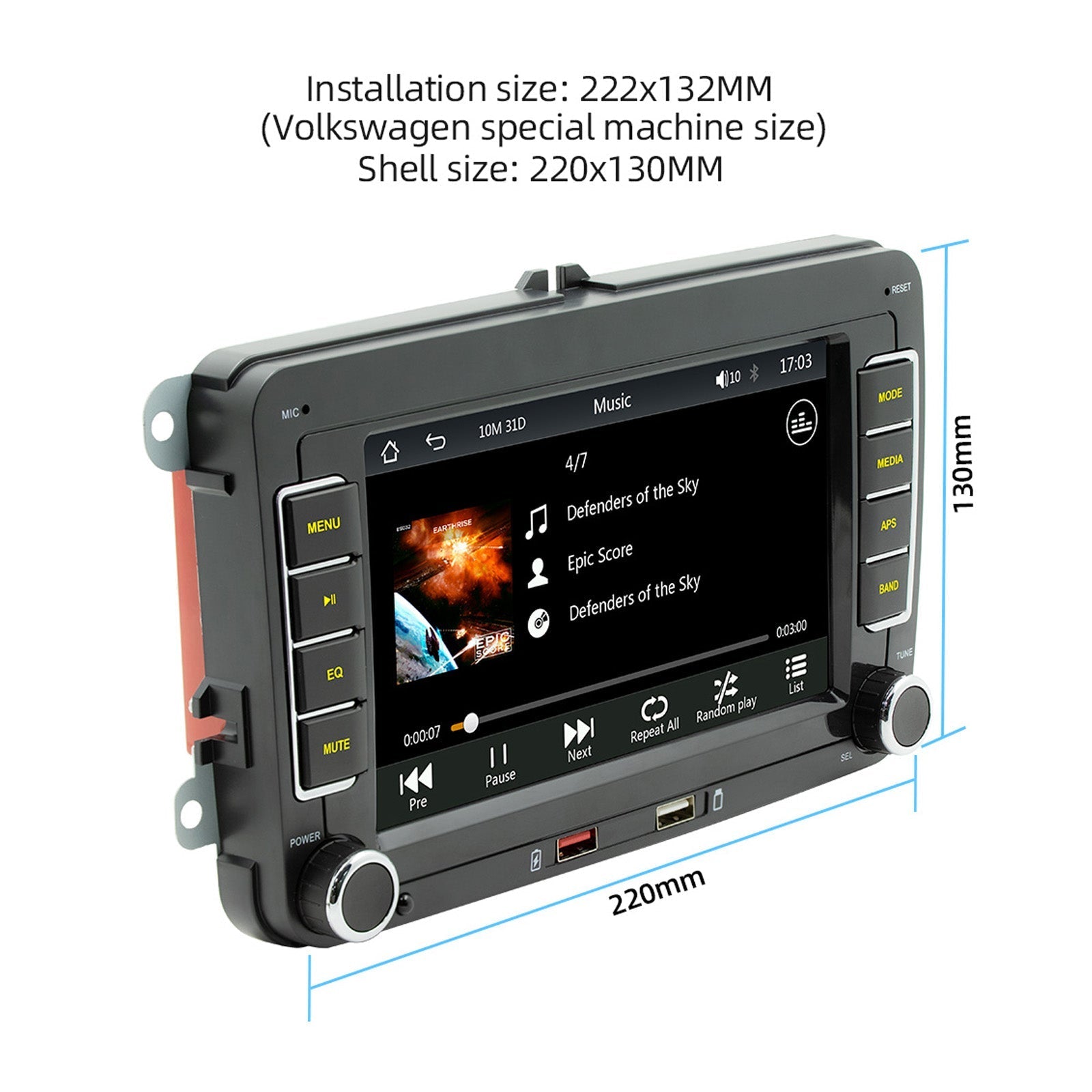 7" Volkswagen Auto Bluetooth Autoradio MP5 Speler Draadloze Carplay + 4 LED Camera