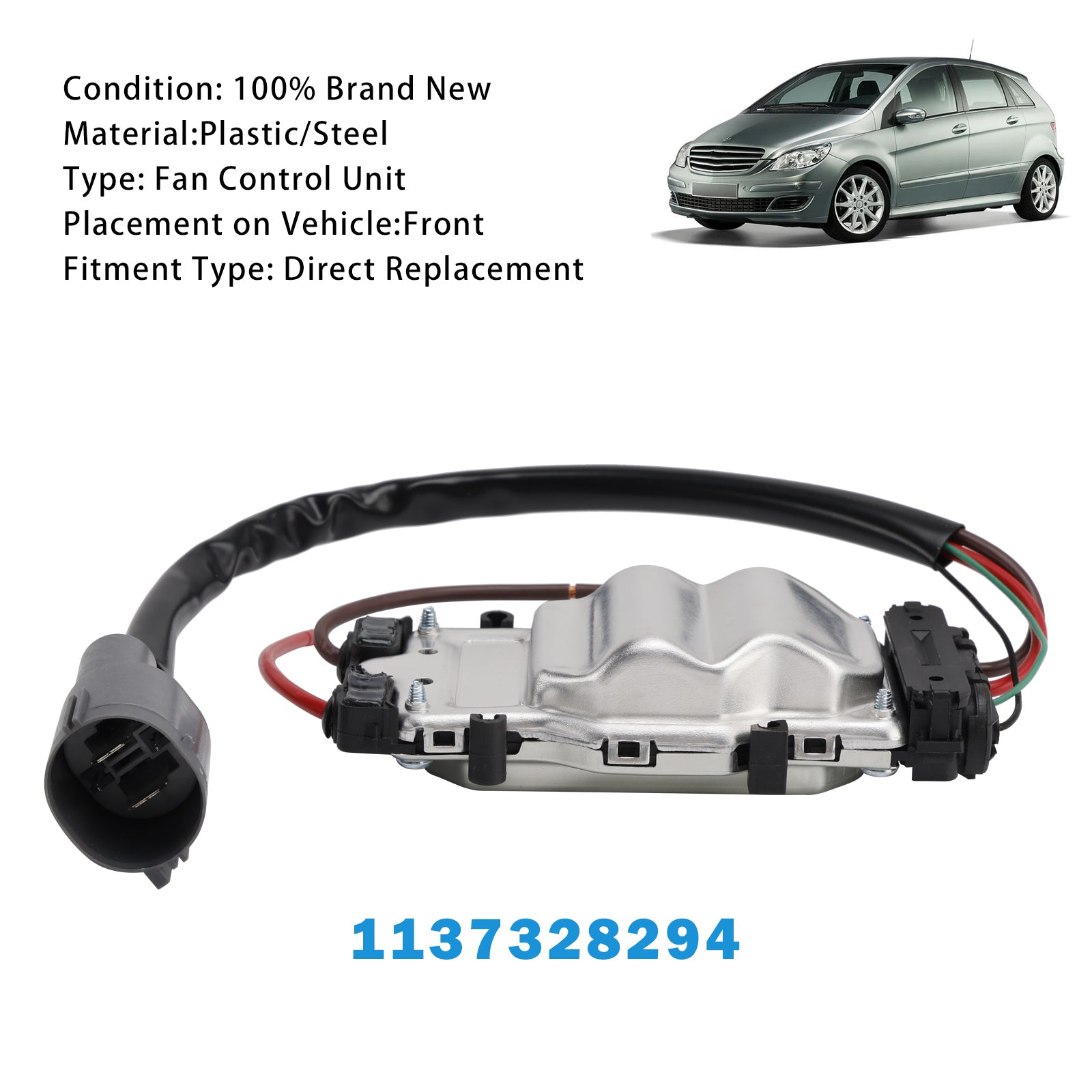 Mercedes-Benz 2004-2012 W169 W245 Module de commande de ventilateur de radiateur 1137328294 A1698203542