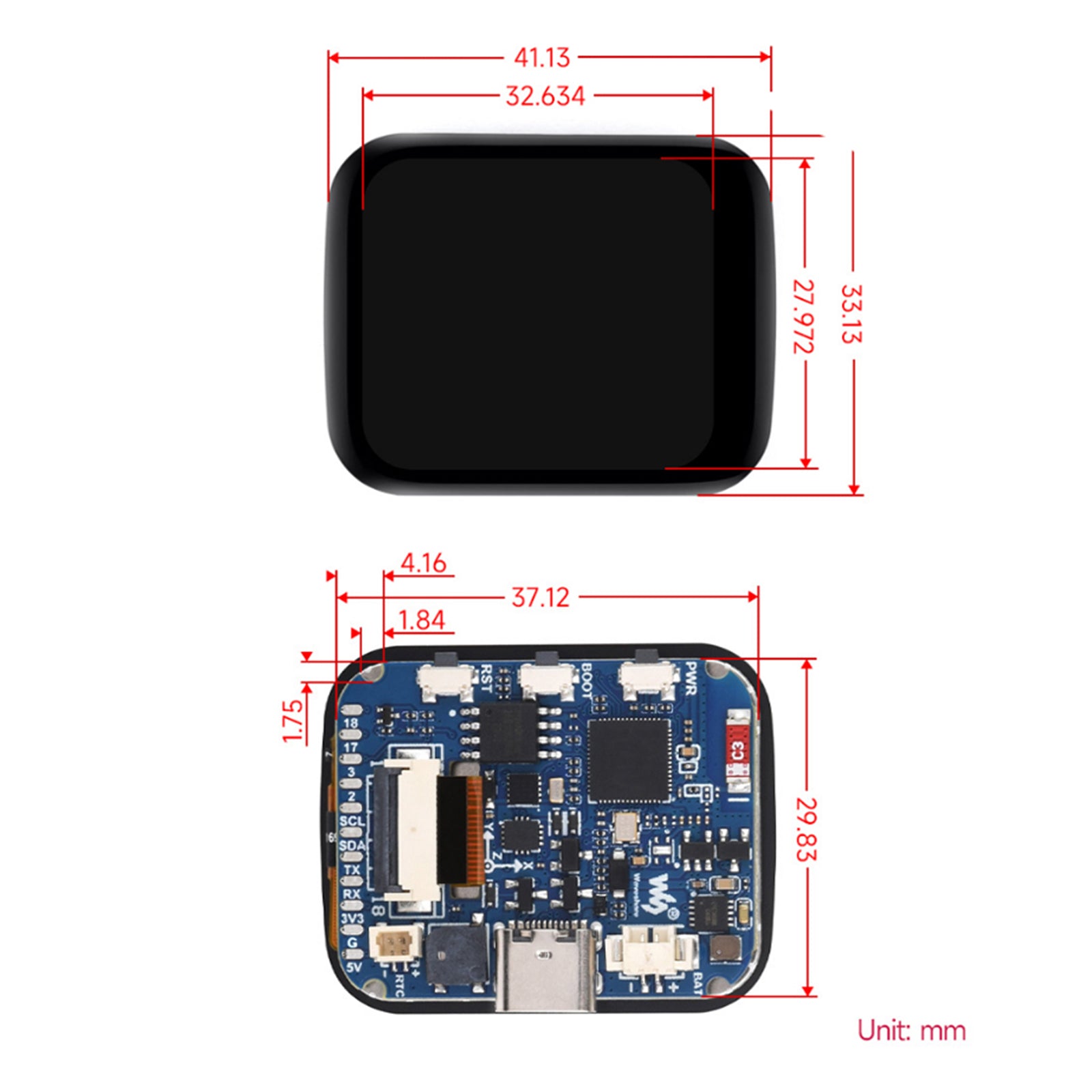 Carte de développement d'écran tactile ESP32-S3 pouces 1.69, processeur 240MHz WIFI Bluetooth