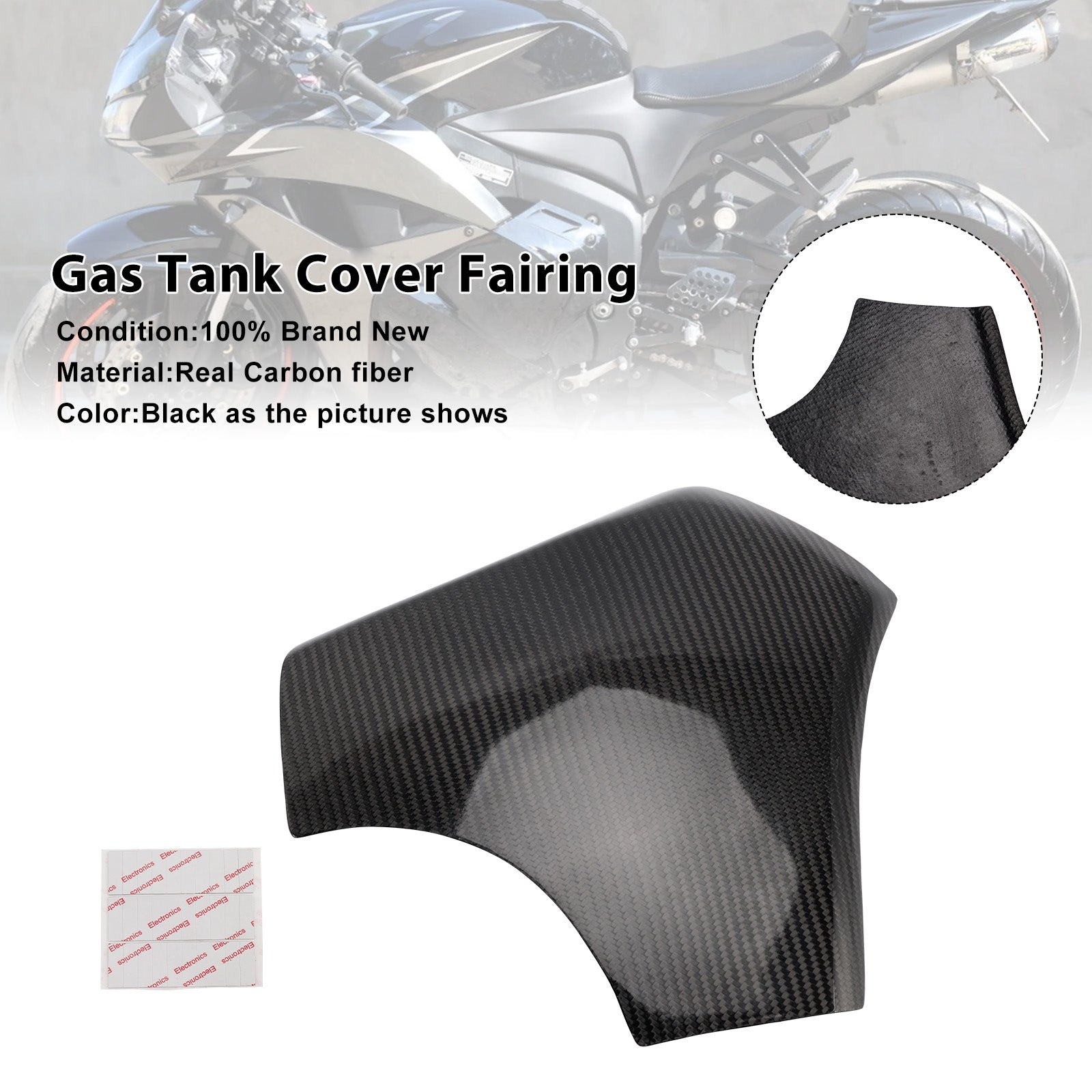 Carénage de couvercle de réservoir en fibre de carbone véritable Honda CBR600RR 2007-2012